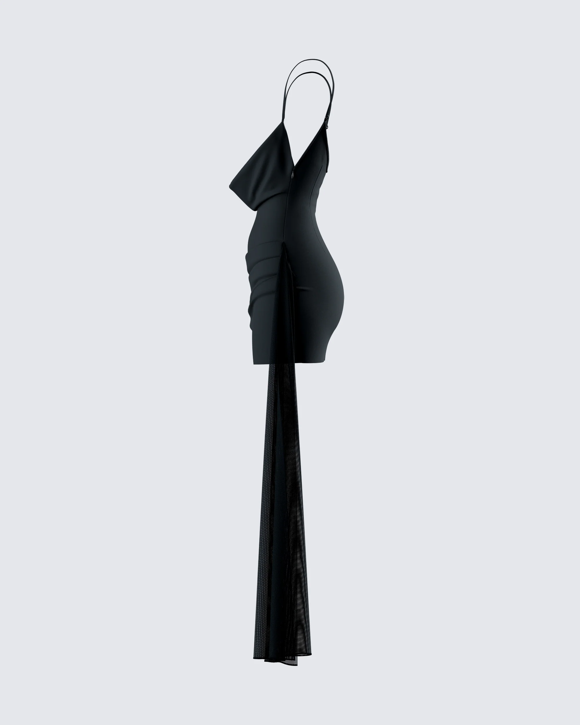 Amelie Black Draped Mini Skirt - Image 2