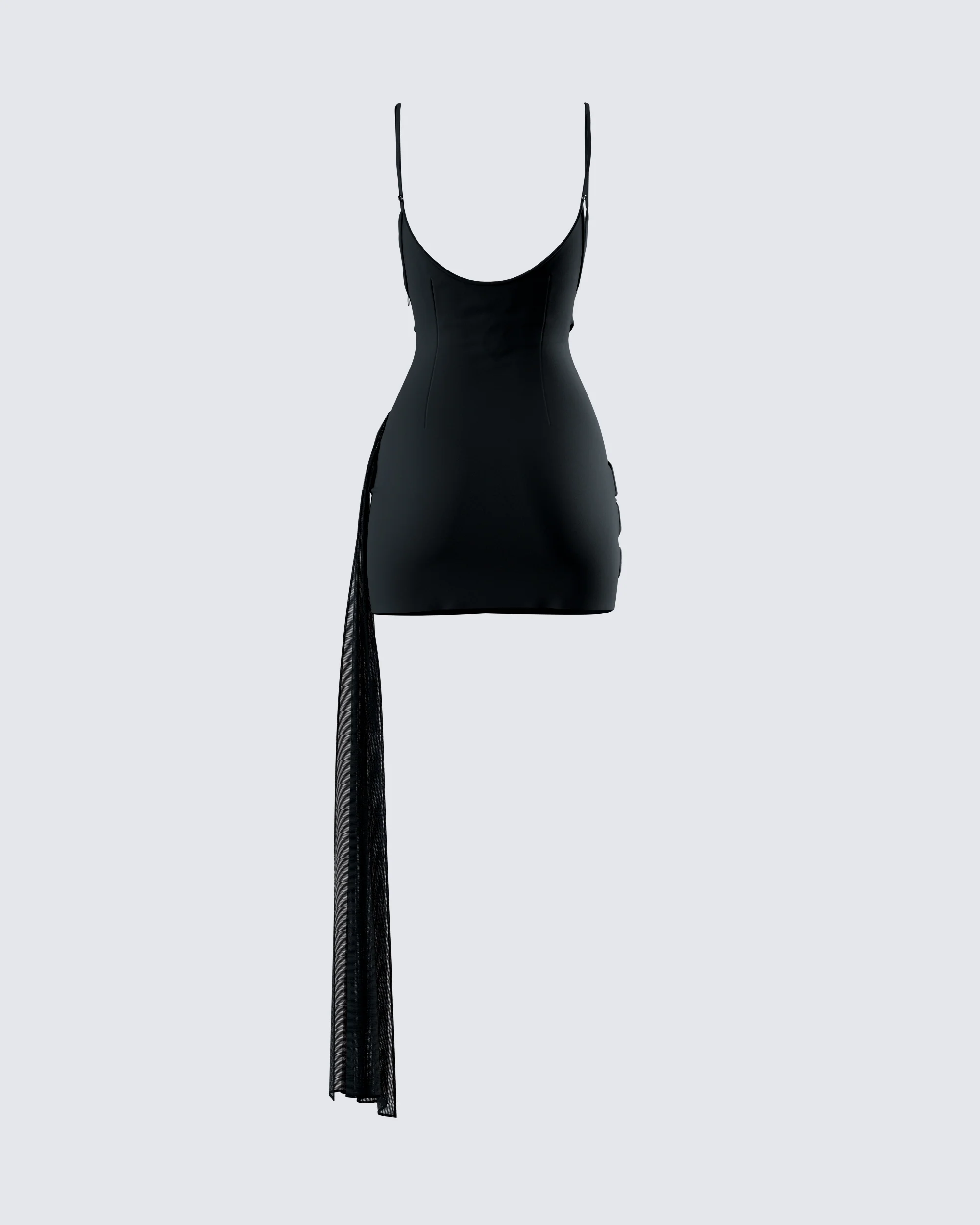 Amelie Black Draped Mini Skirt - Image 3