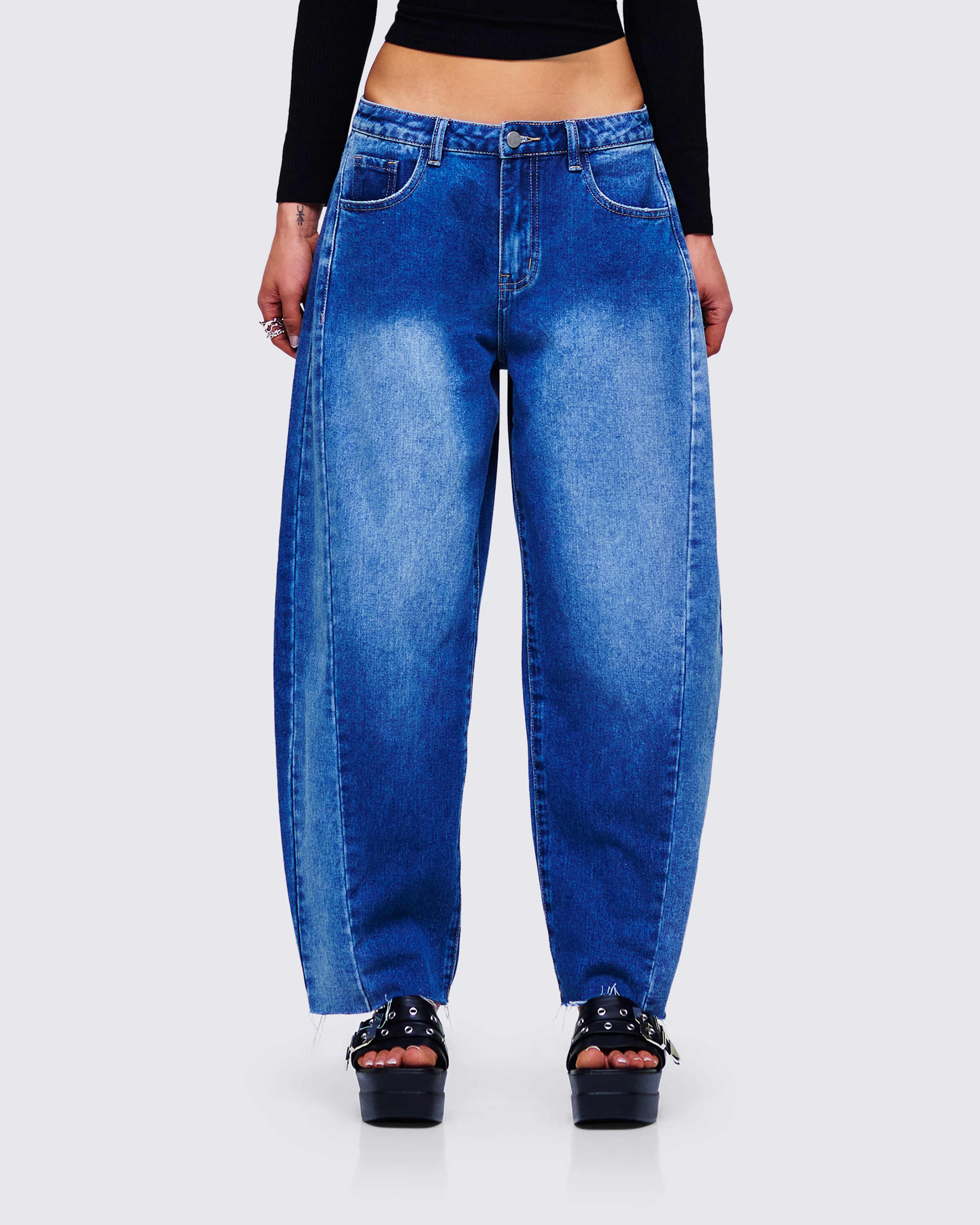 Amets Blue Denim Barrel Leg Jean - Image 4