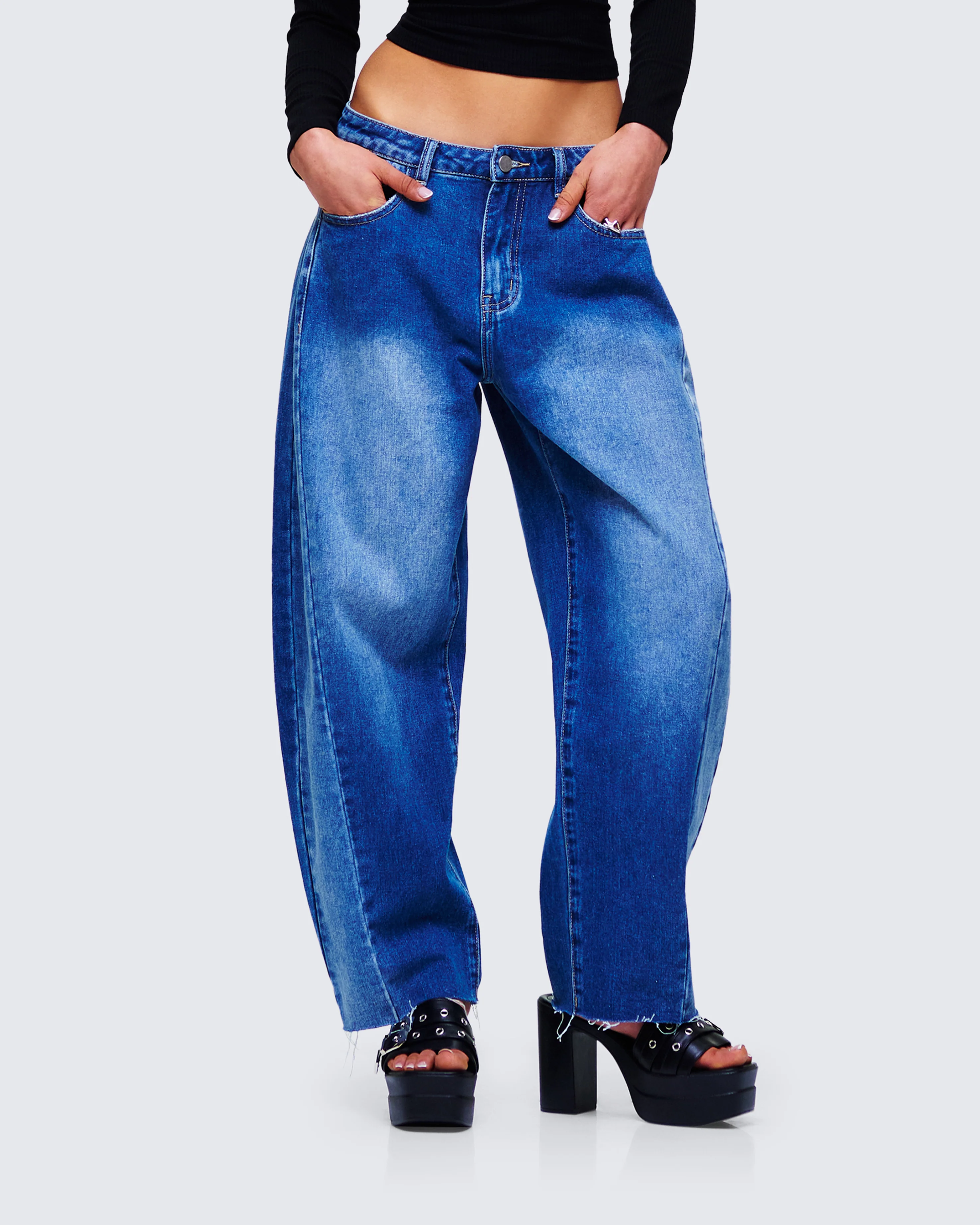 Amets Blue Denim Barrel Leg Jean - Image 5