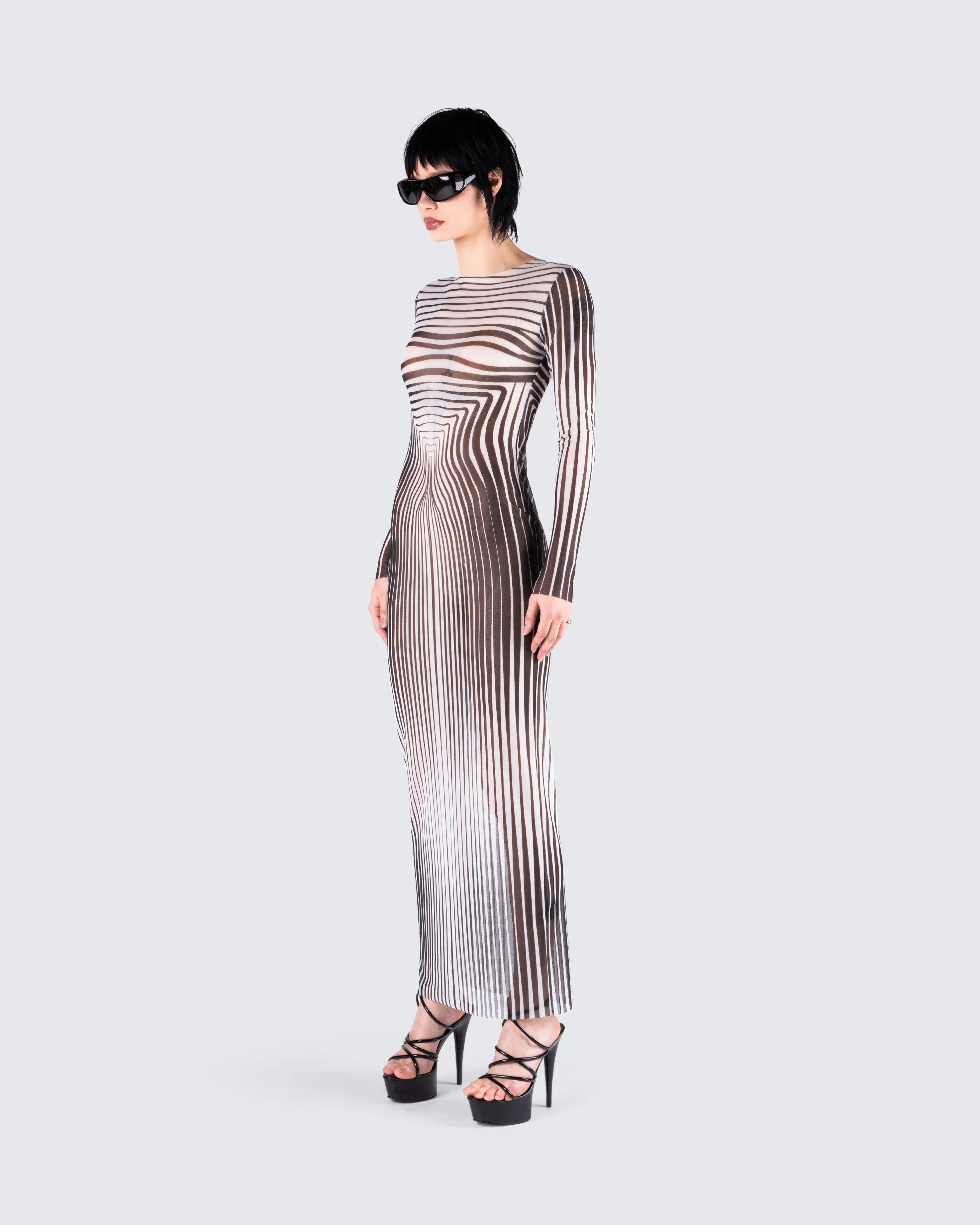 Amina Multi Illusion Print Dress - Image 5