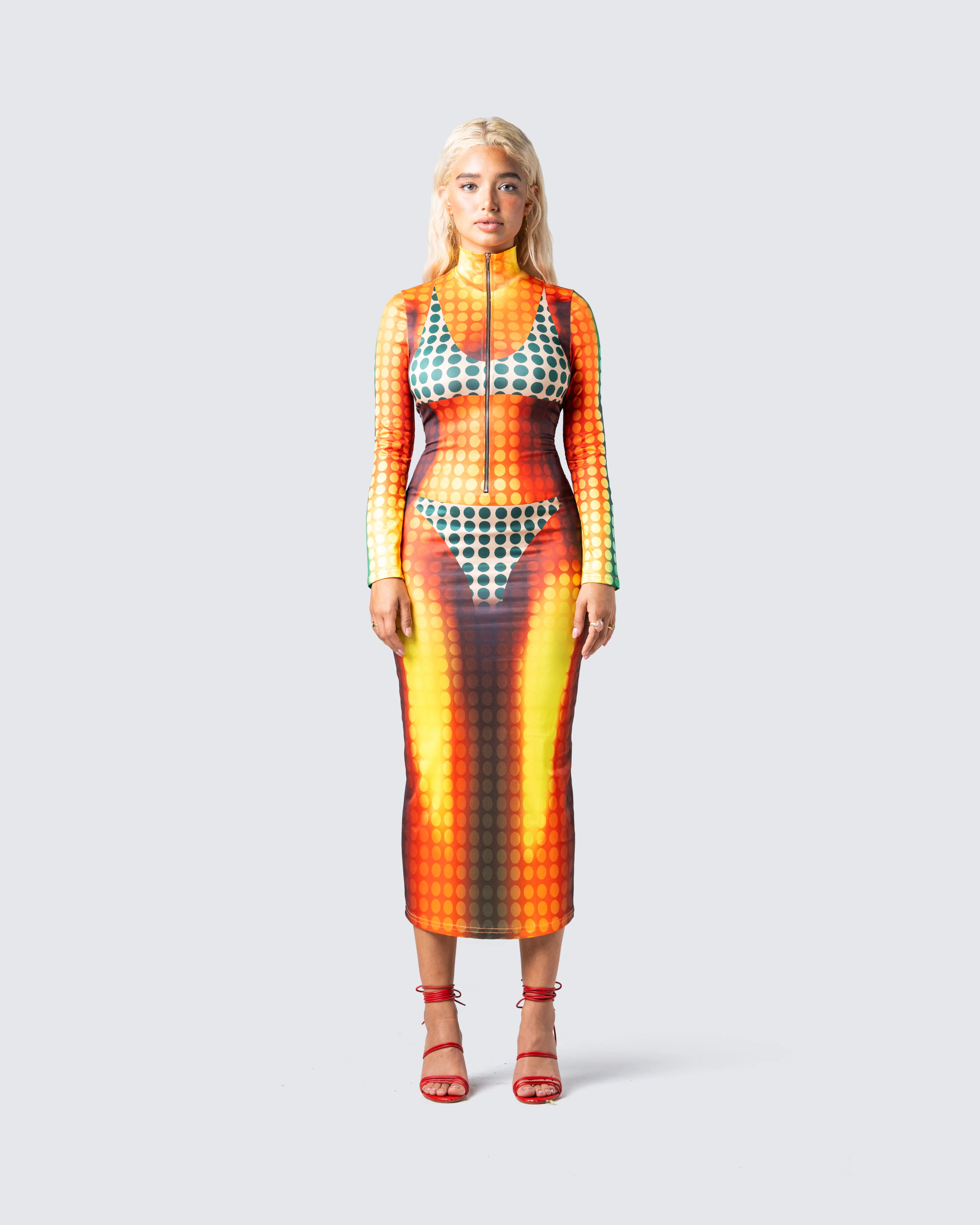 Amira Multi Polka Dot Print Dress - Image 4