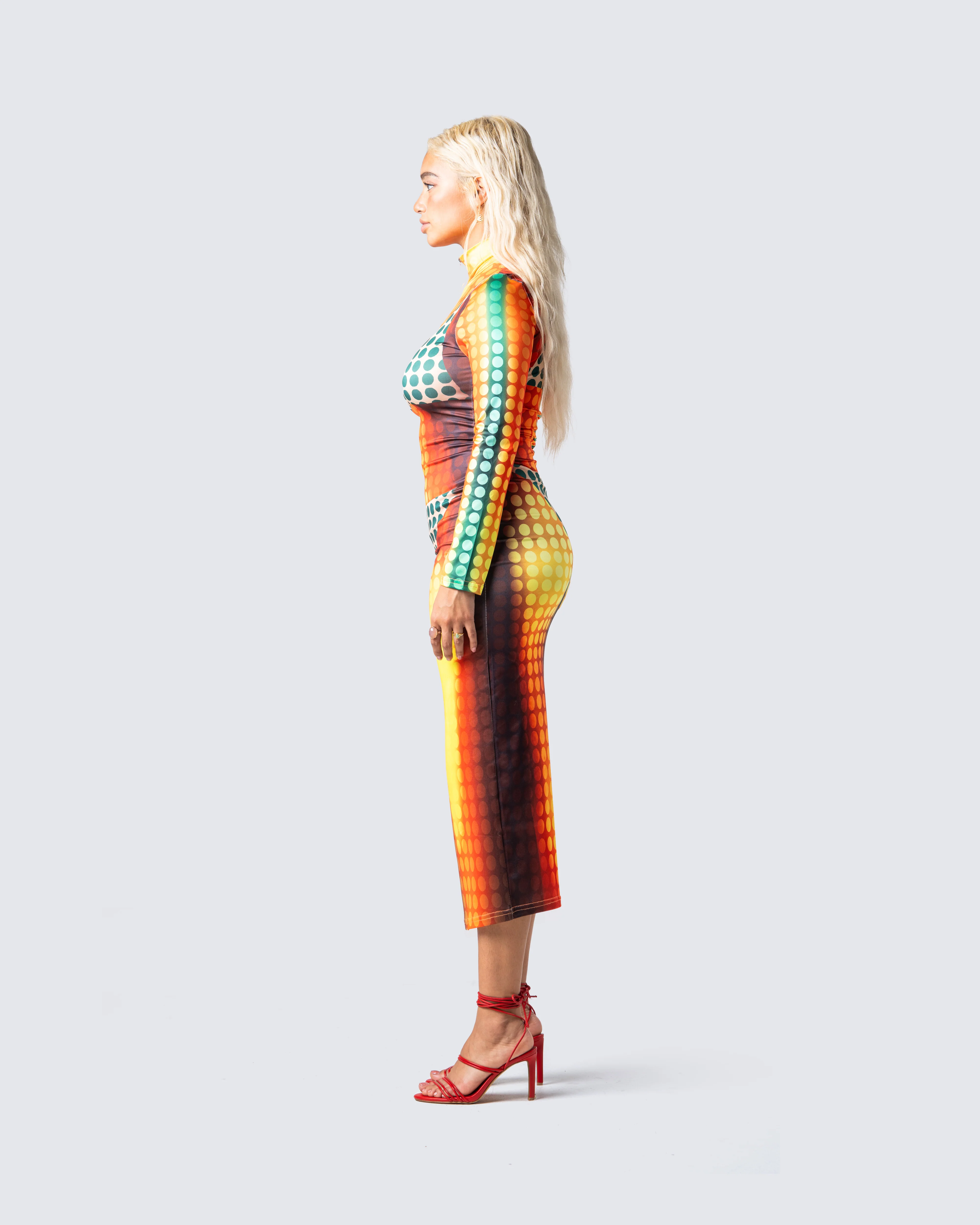 Amira Multi Polka Dot Print Dress - Image 5