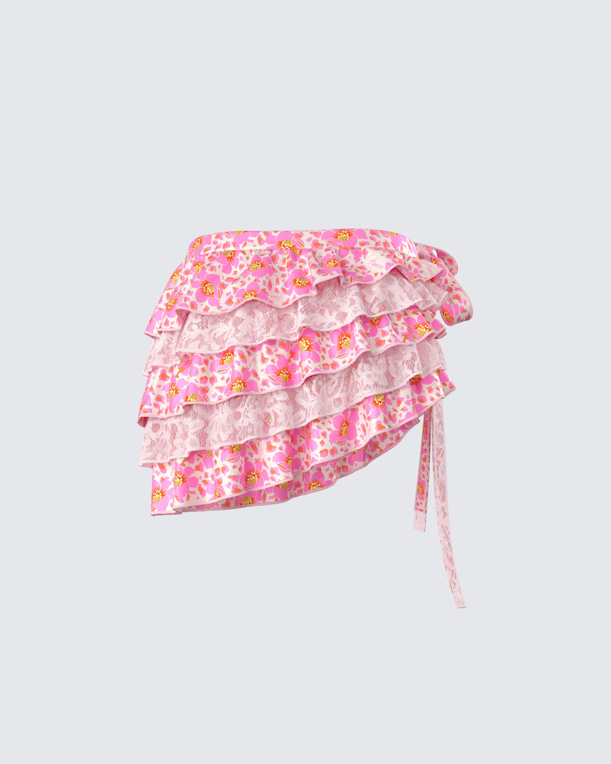 Ana Multi Floral Lace Ruffle Micro Mini Skirt - Image 3