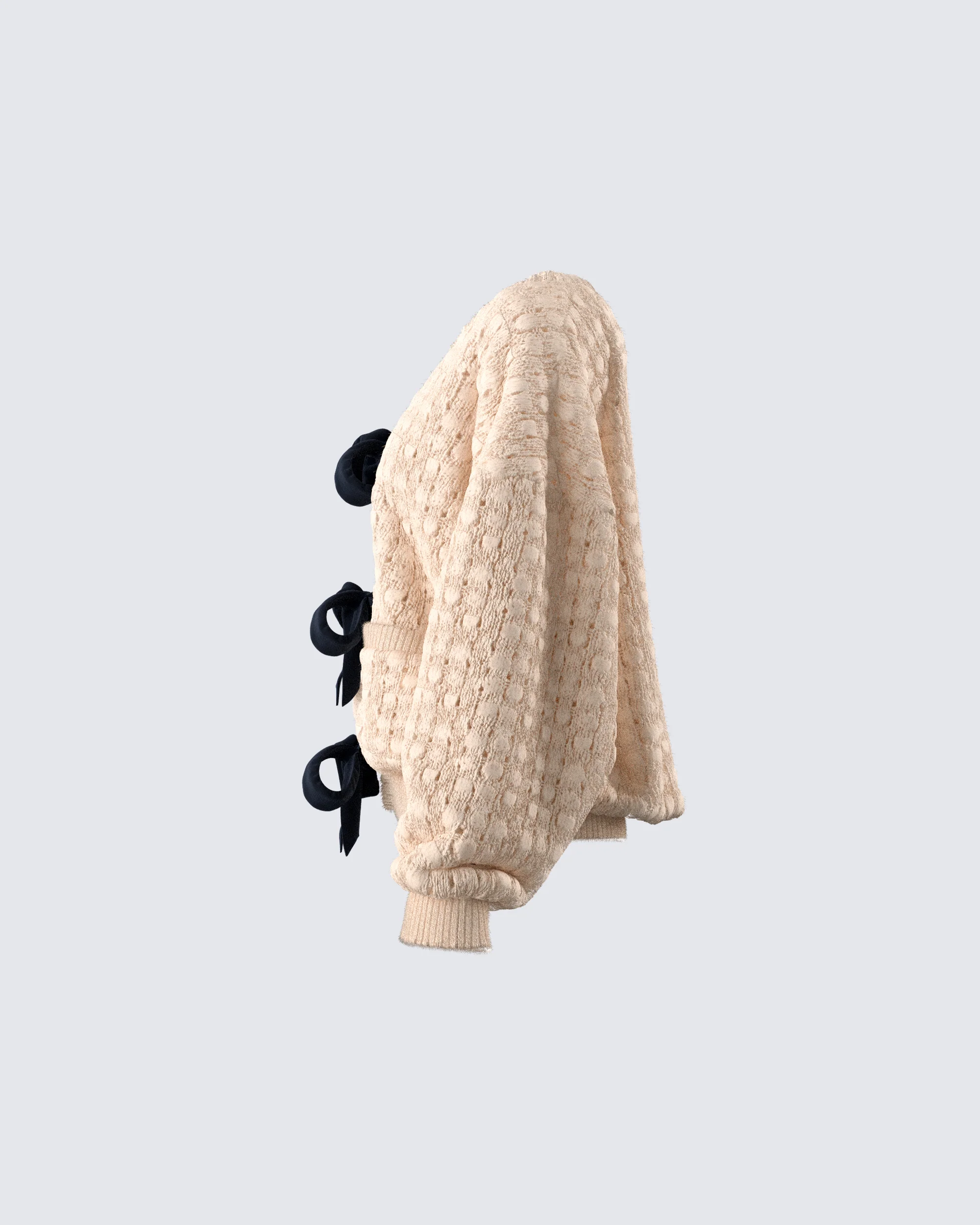 Andra Beige Bubble Knit Cardigan - Image 2