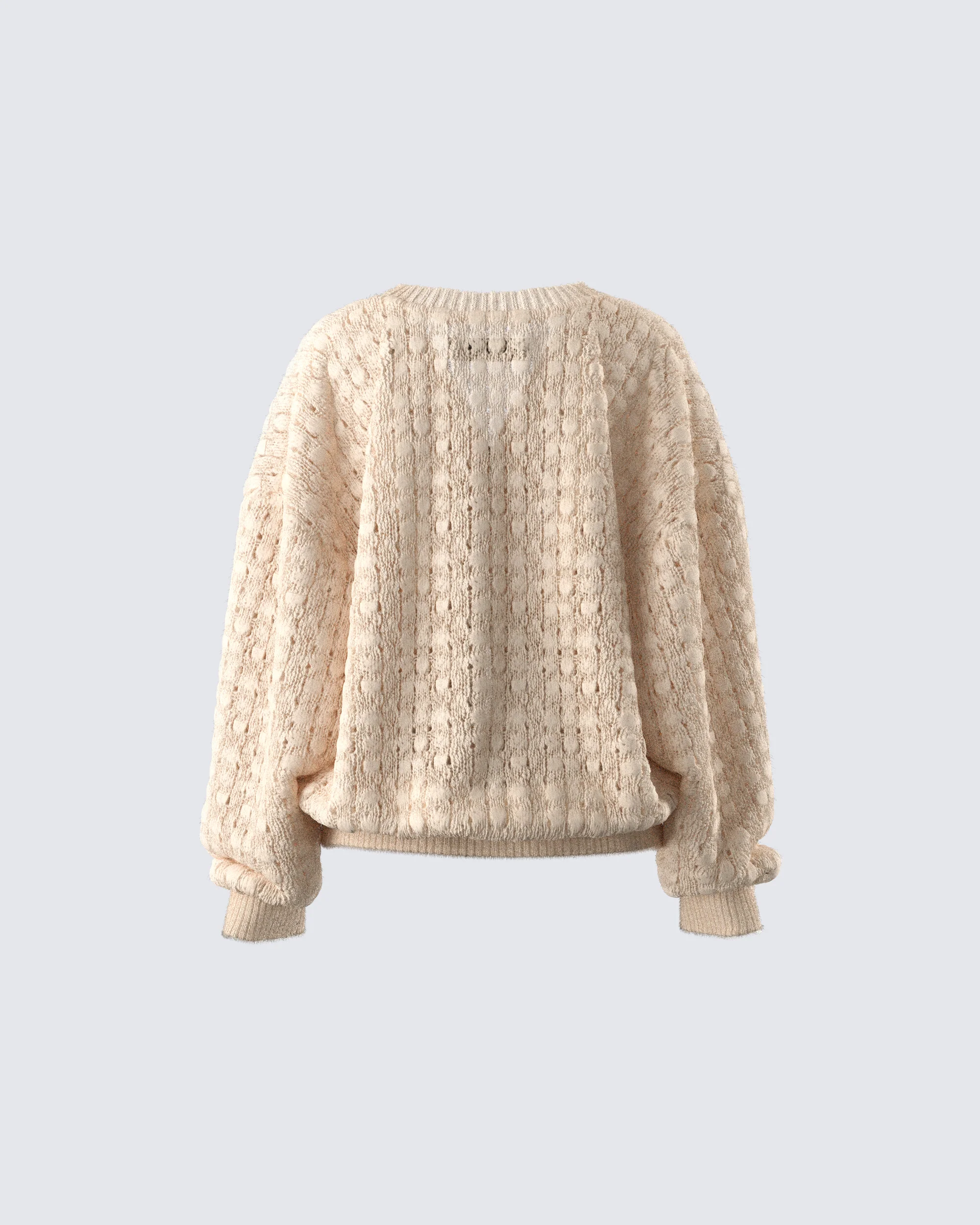 Andra Beige Bubble Knit Cardigan - Image 3