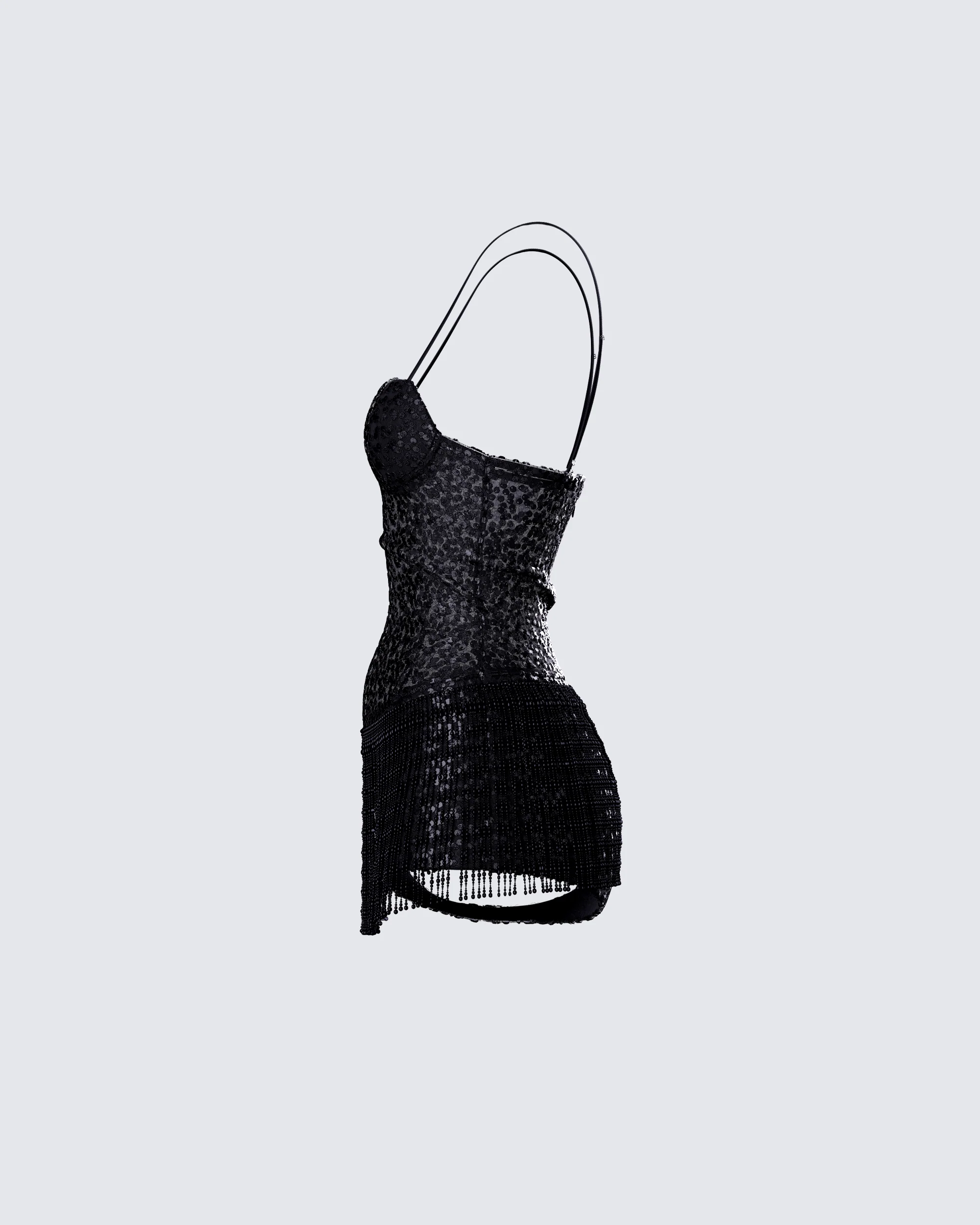 Andrina Black Sequin Fringe Romper - Image 2