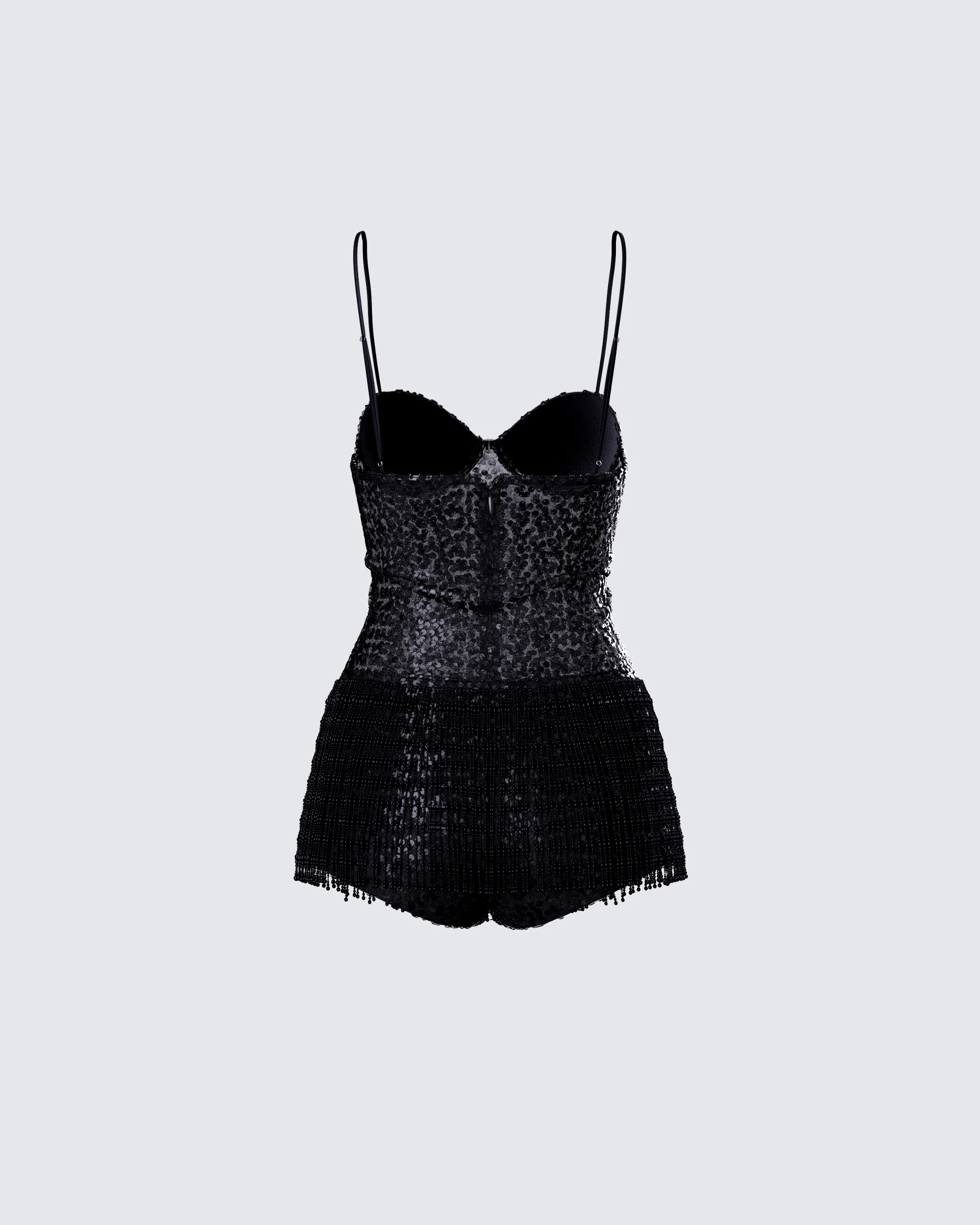 Andrina Black Sequin Fringe Romper - Image 3