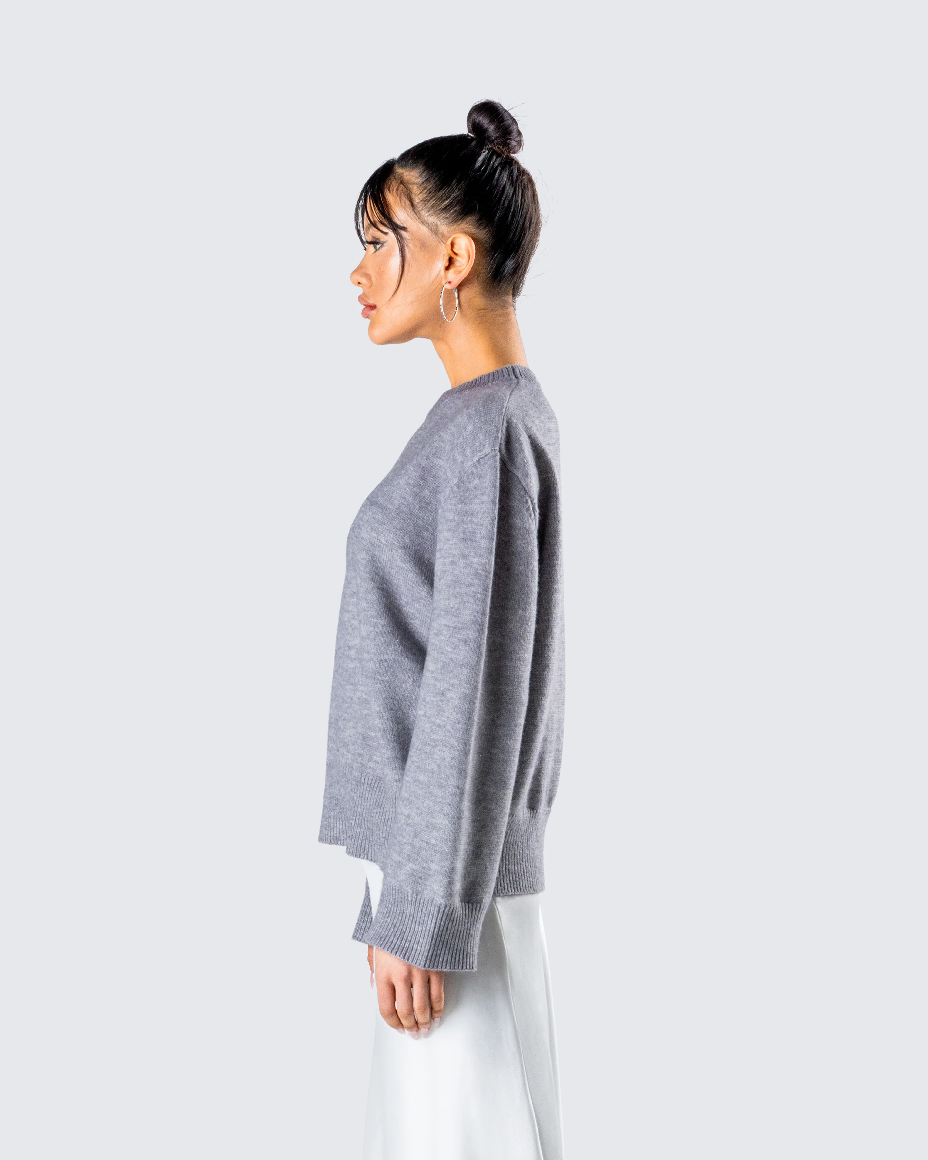 Angela Grey Sweater Knit Top - Image 6
