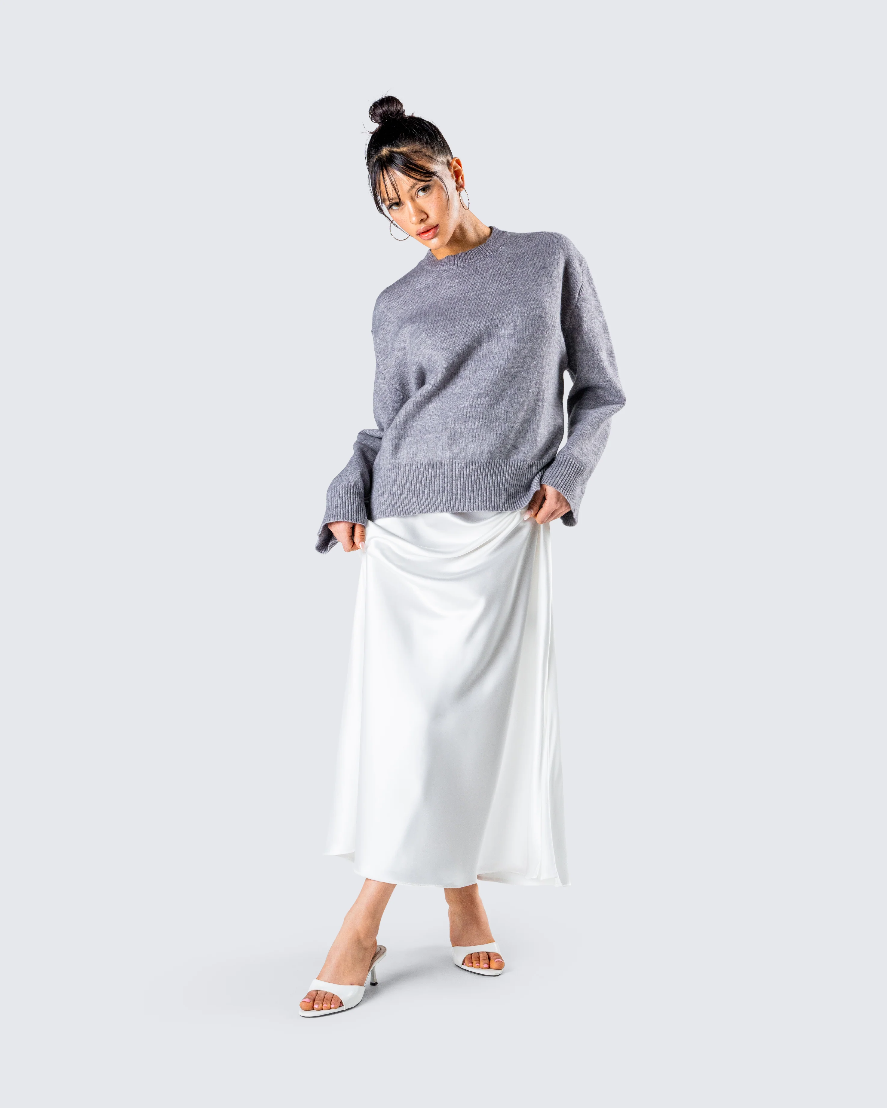 Angela Grey Sweater Knit Top - Image 9