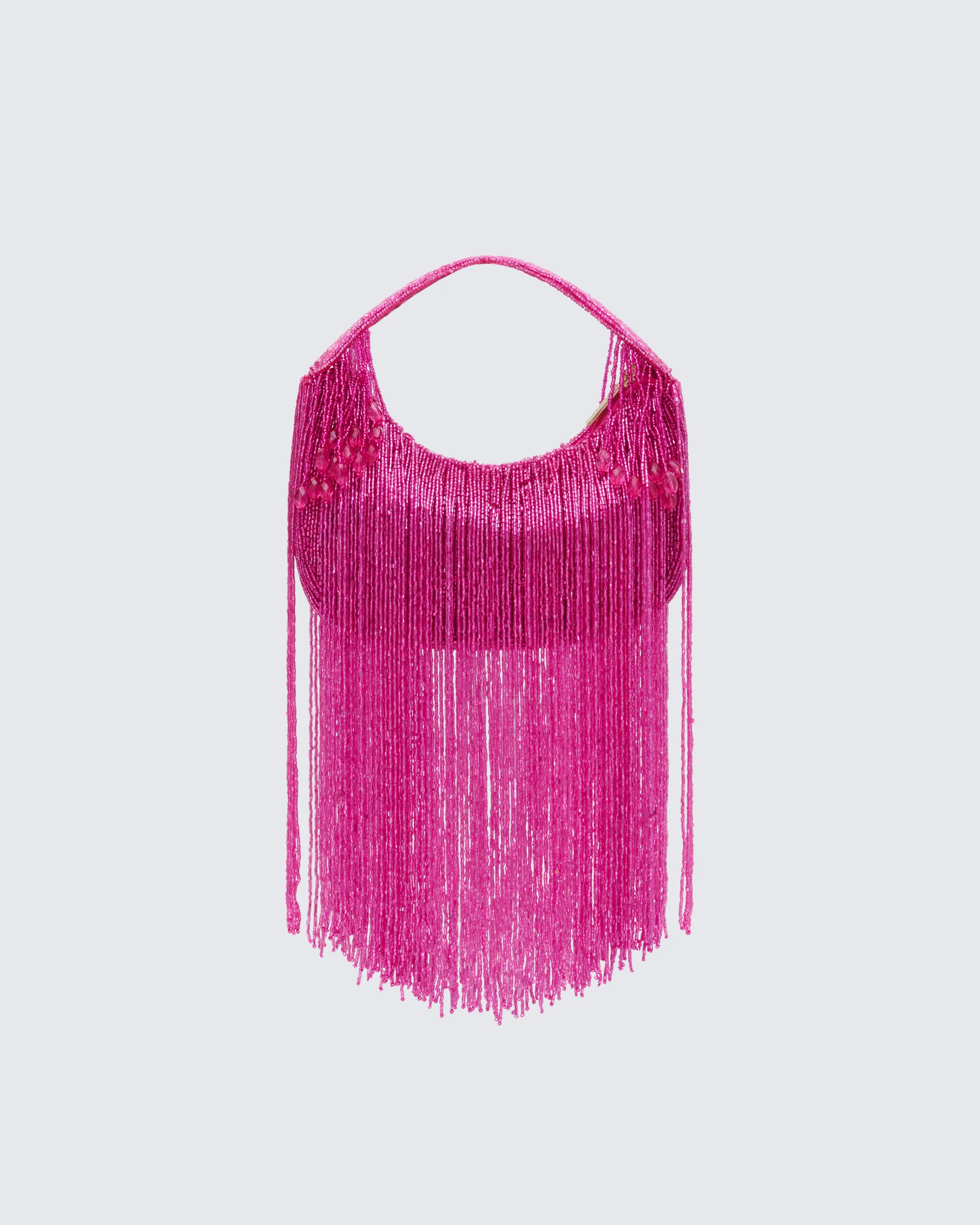 Angelle Pink Embellished Fringe Bag - Image 2