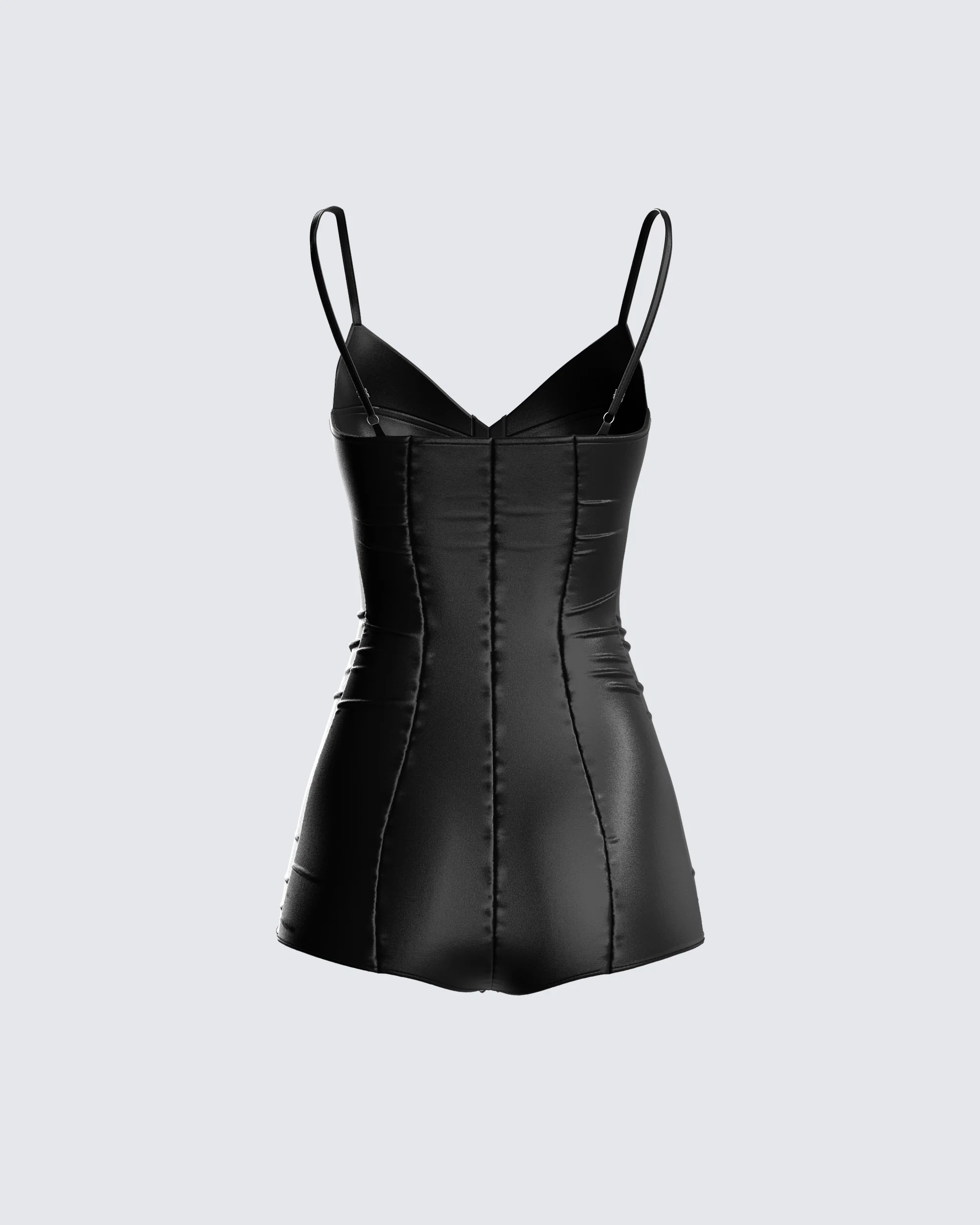 Aniyah Black Satin Romper - Image 3