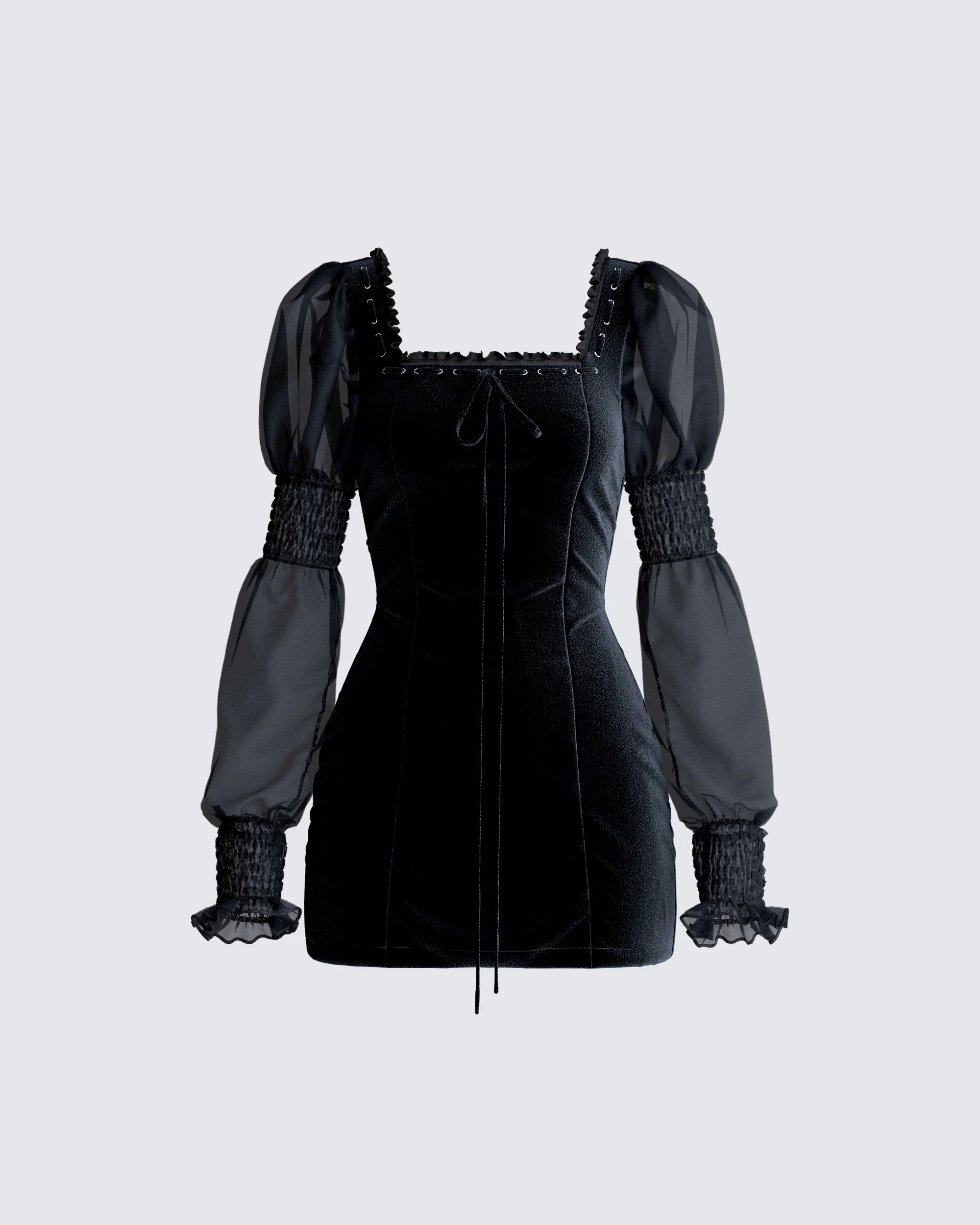 Anja Black Velvet Mini Dress