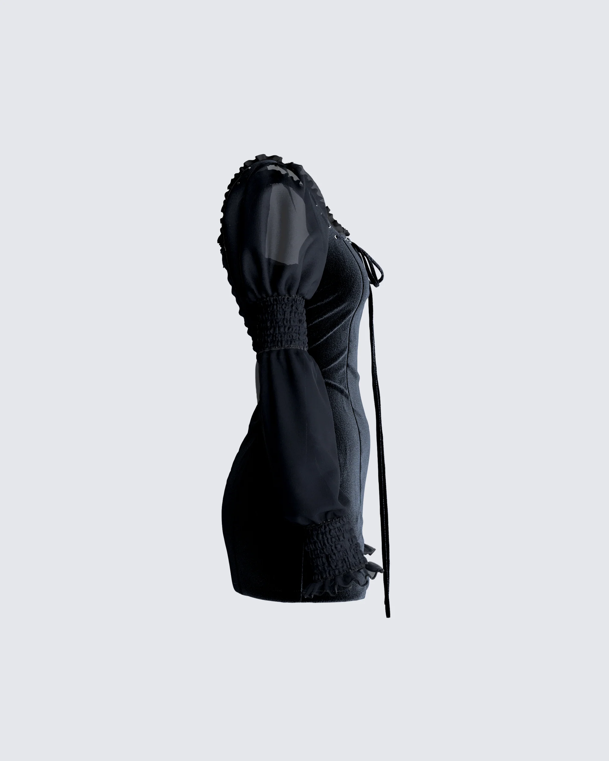 Anja Black Velvet Mini Dress - Image 2