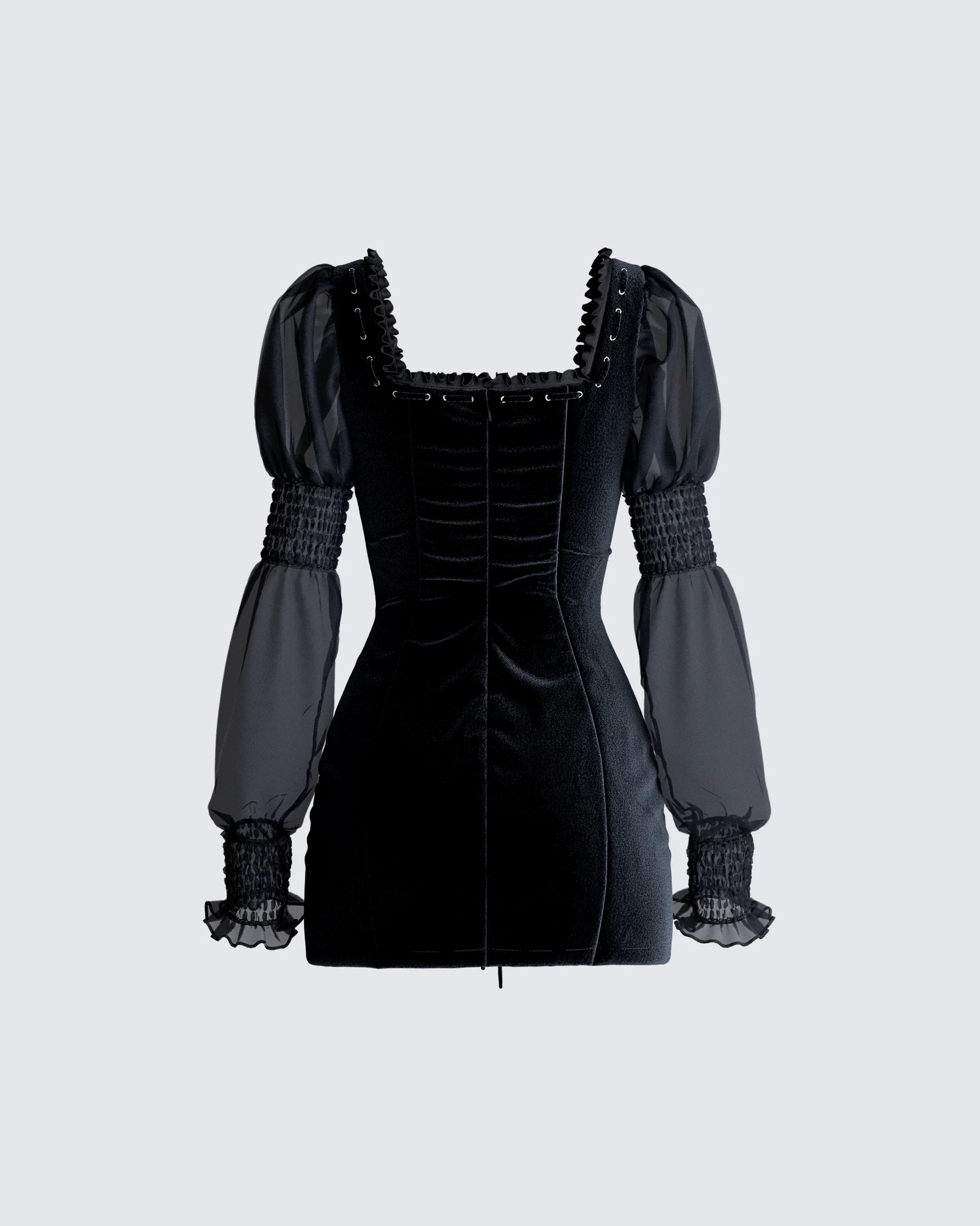 Anja Black Velvet Mini Dress - Image 3