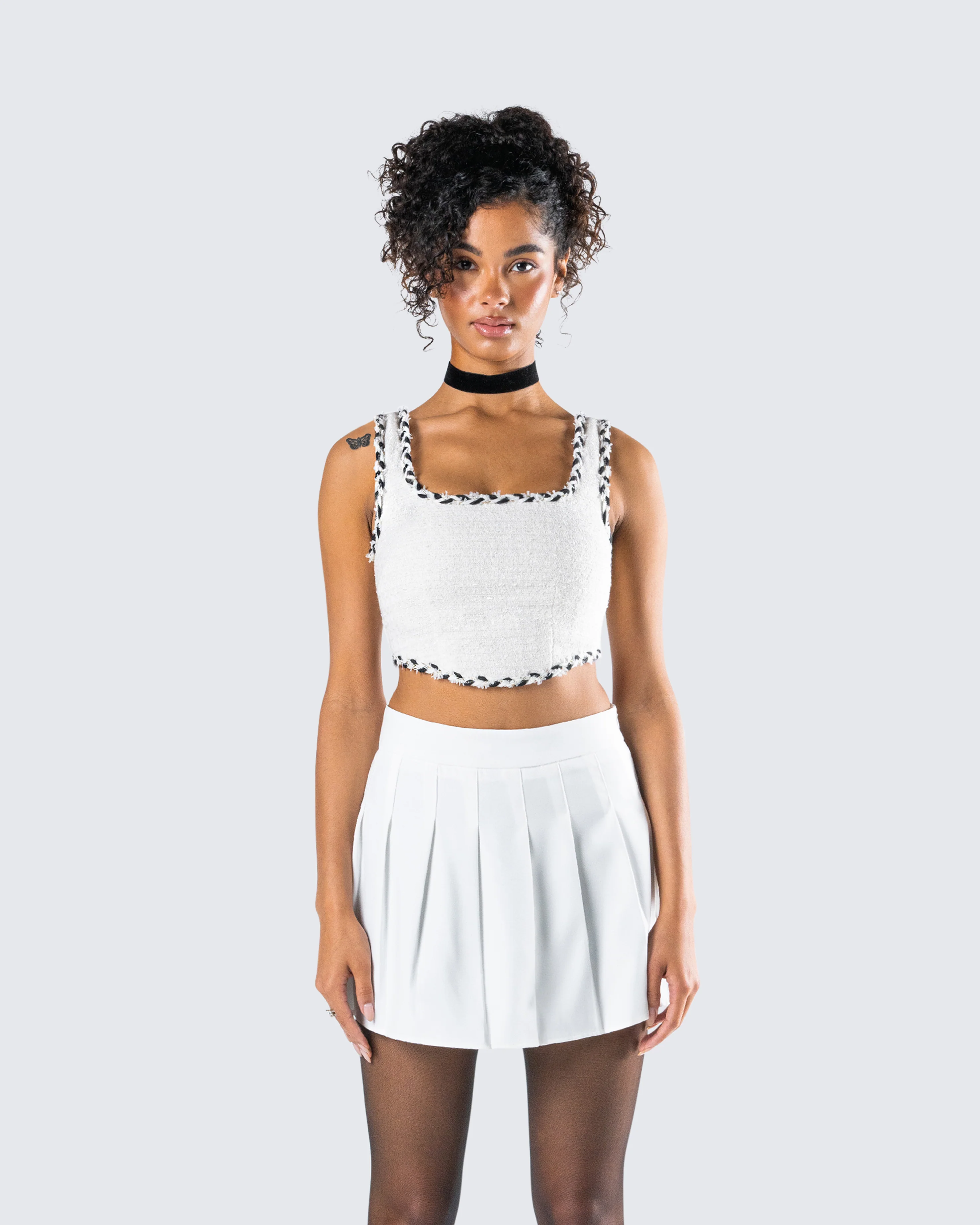 Anjali Ivory Tweed Bustier Top - Image 4