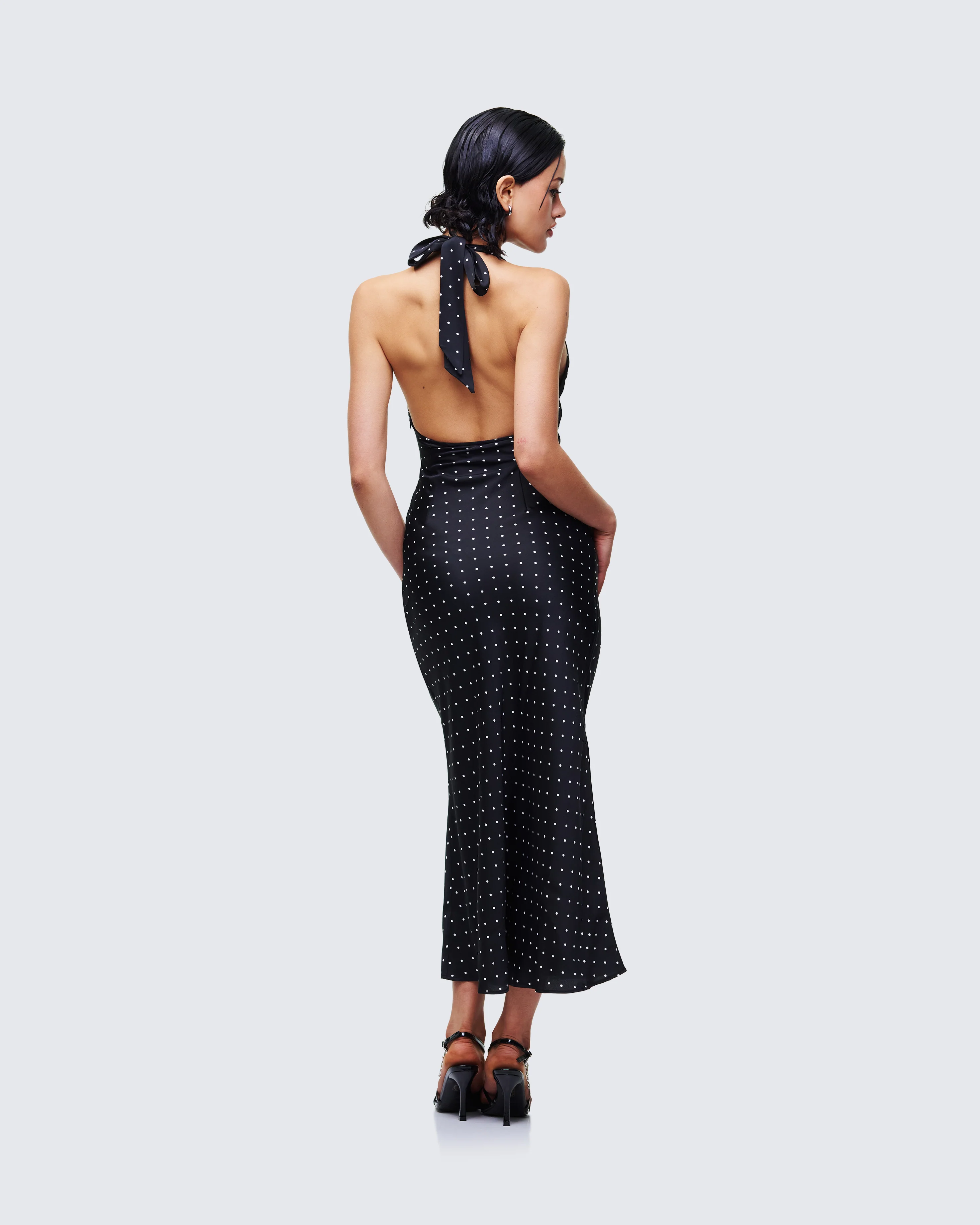 Anka Black Pin Spot Midi Dress - Image 5
