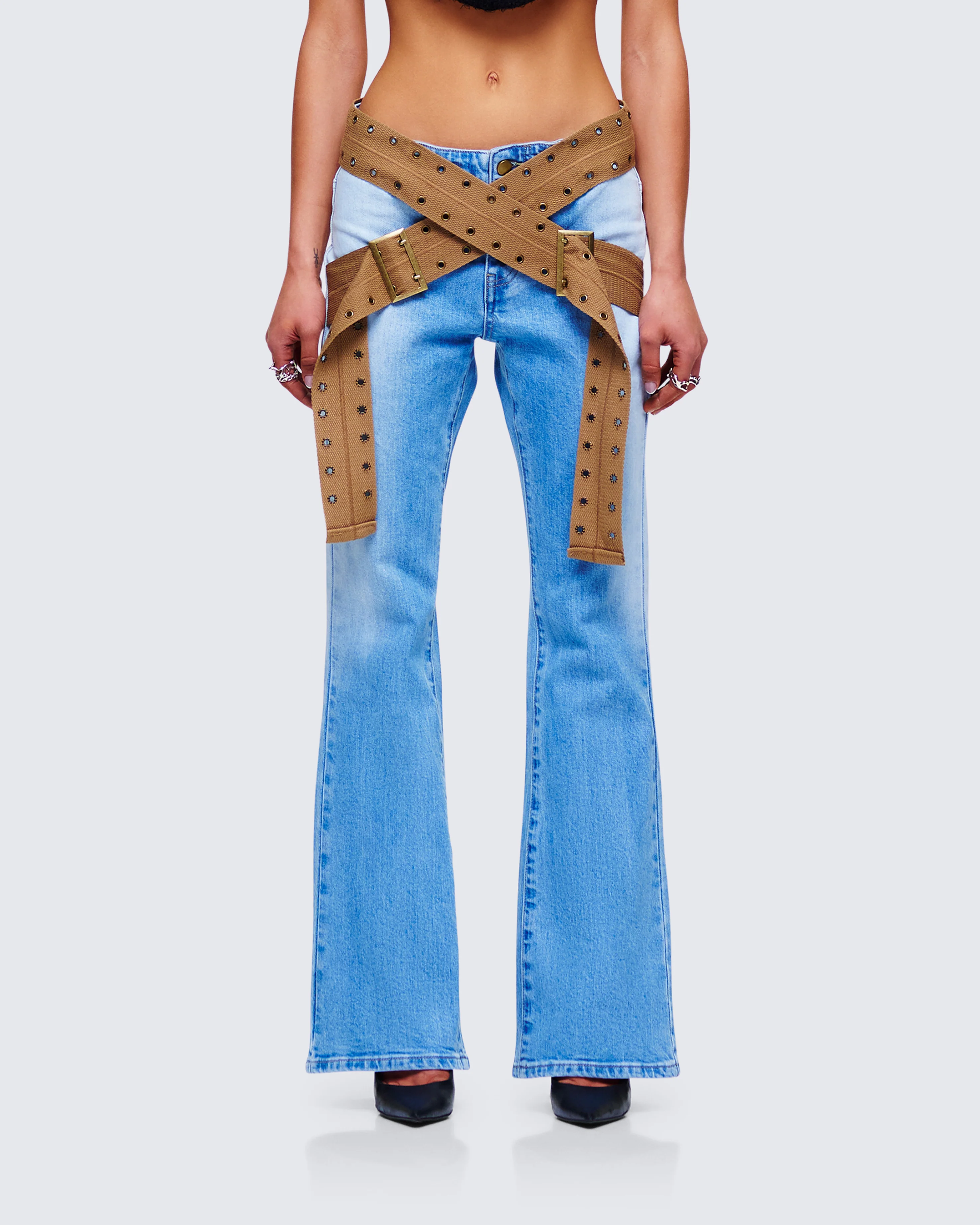 Ara Blue Belted Low Rise Jean - Image 4