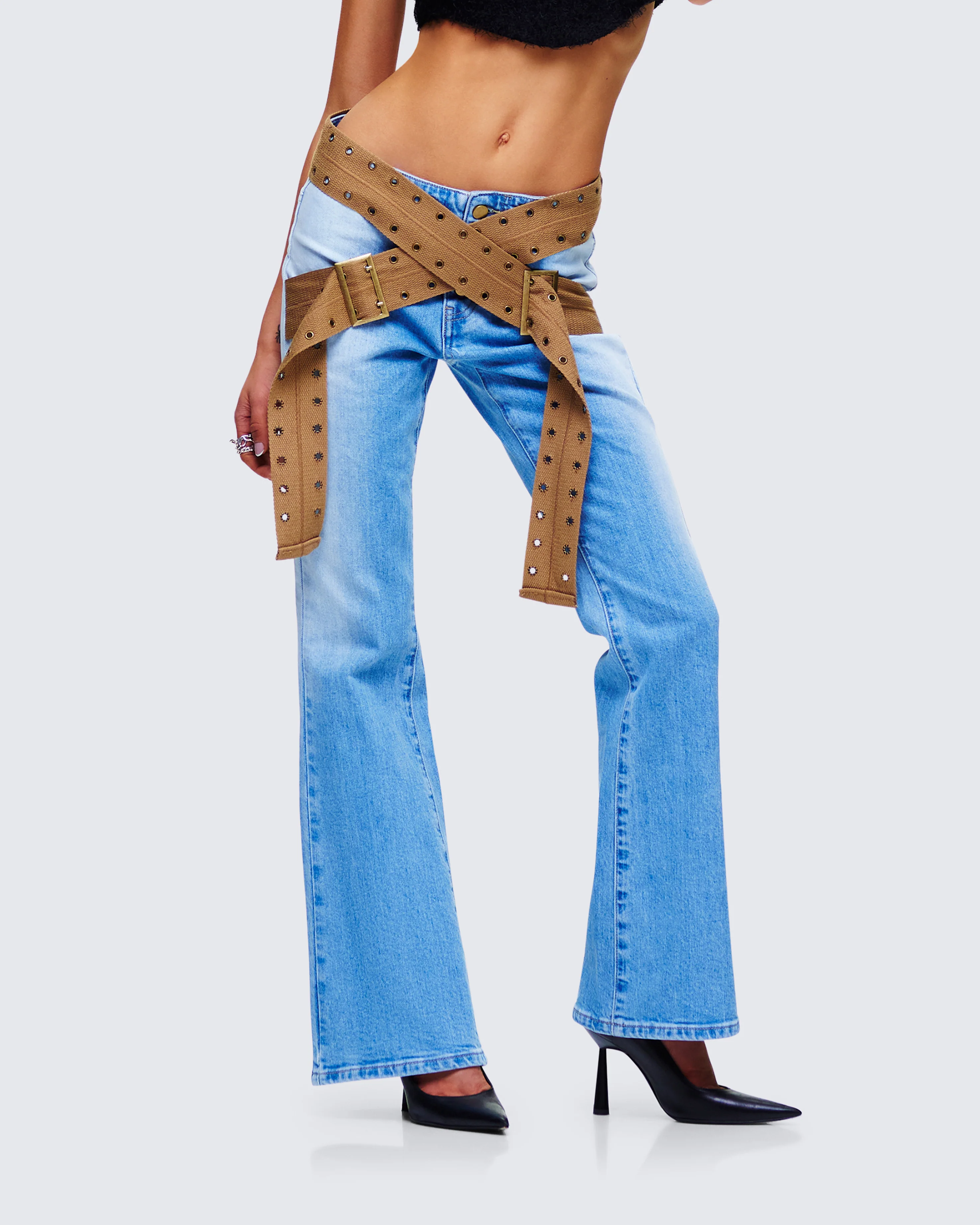 Ara Blue Belted Low Rise Jean - Image 5