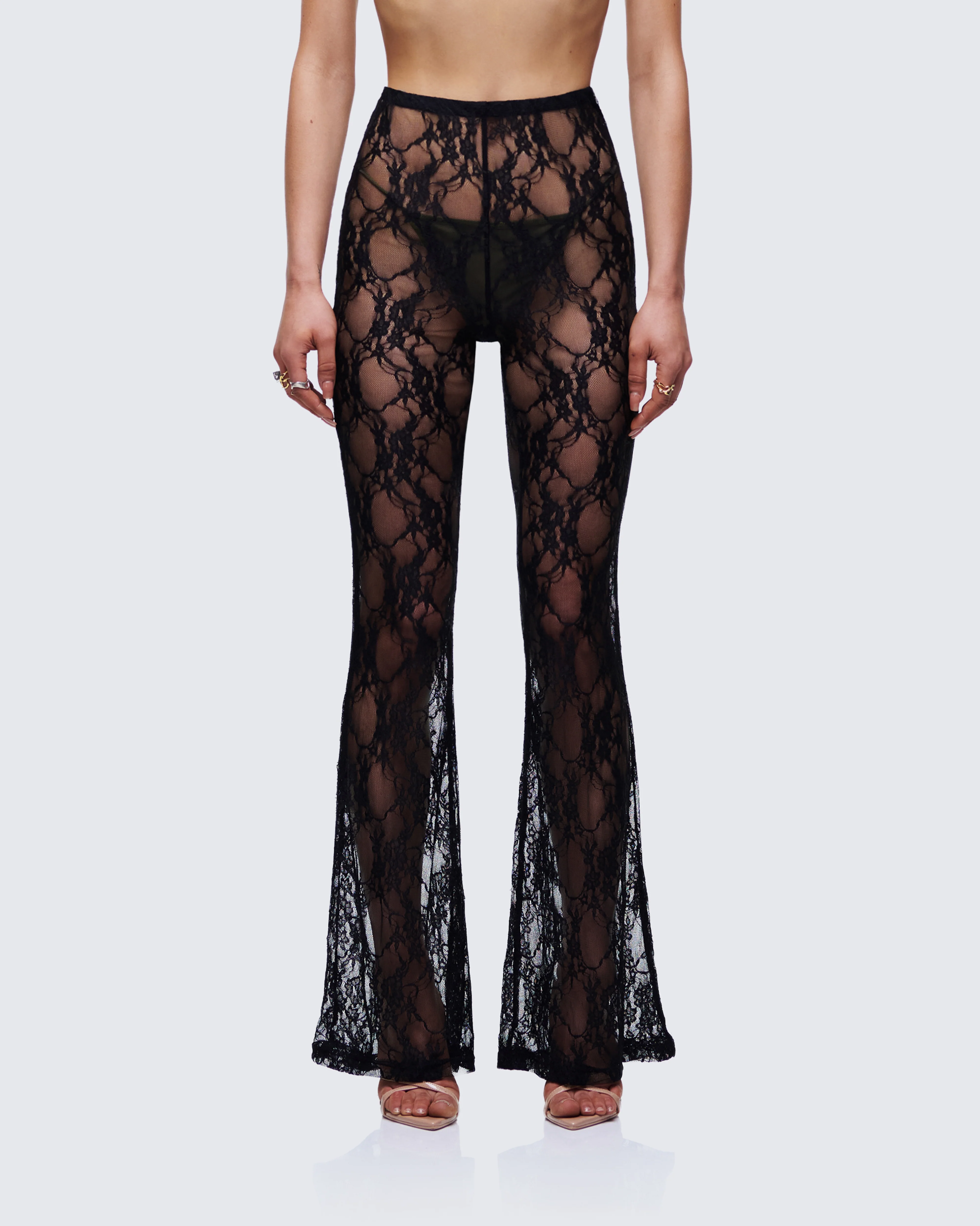 Arantza Black Lace Flared High Waisted Legging - Image 2