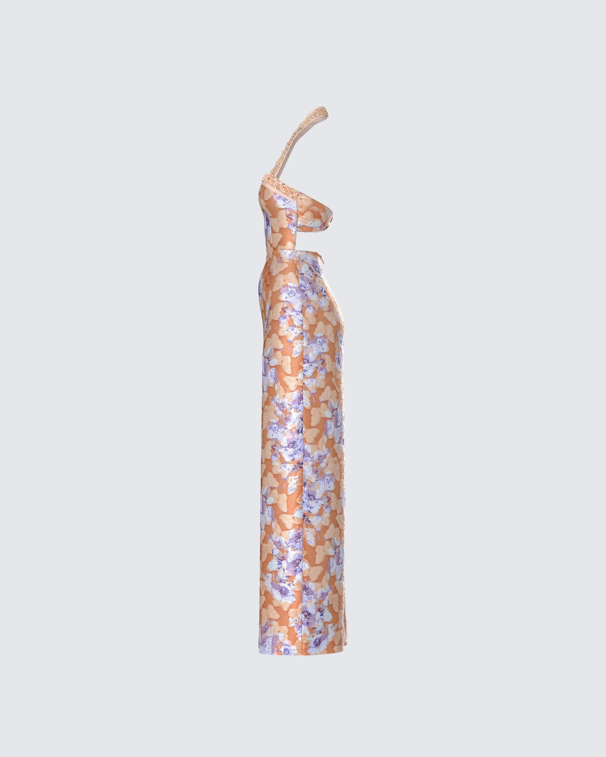 Ari Orange Floral Burnout Maxi Dress - Image 2
