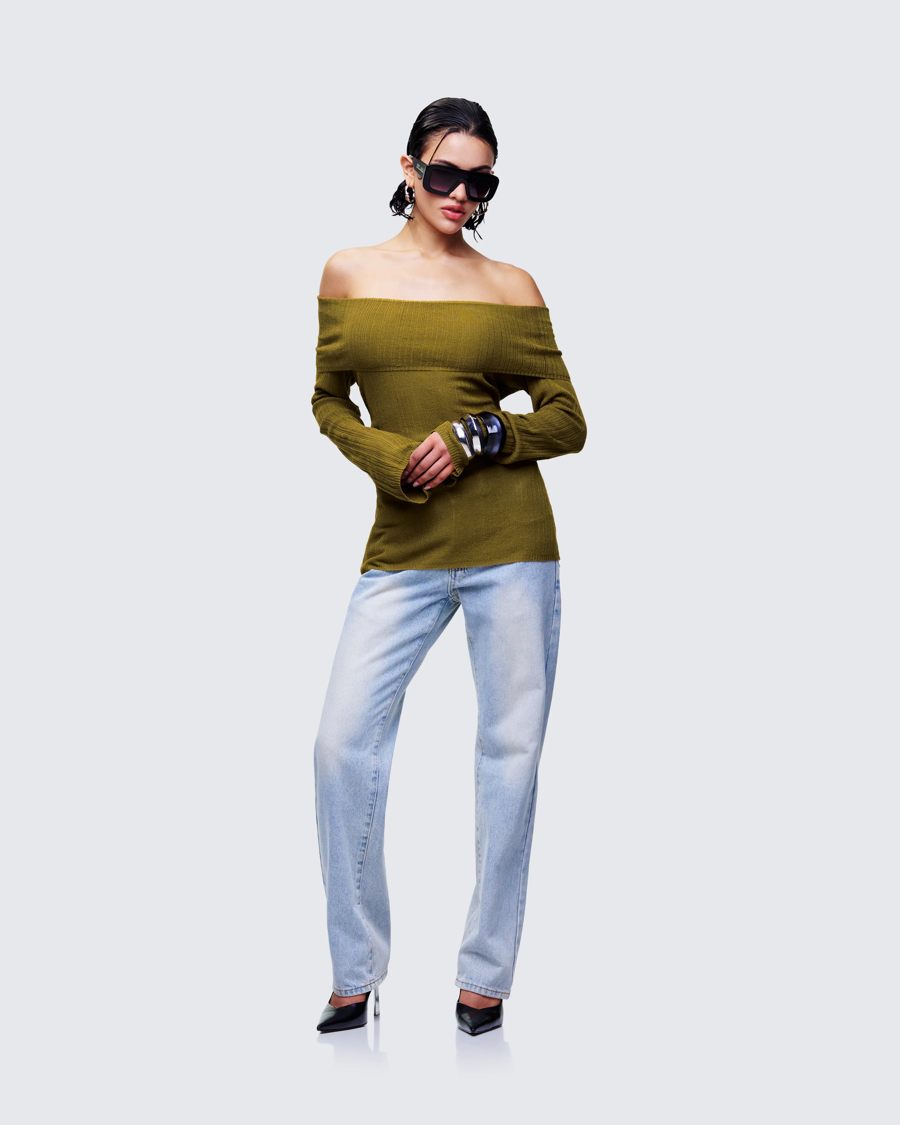 Arlina Khaki Fine Knit Top - Image 5