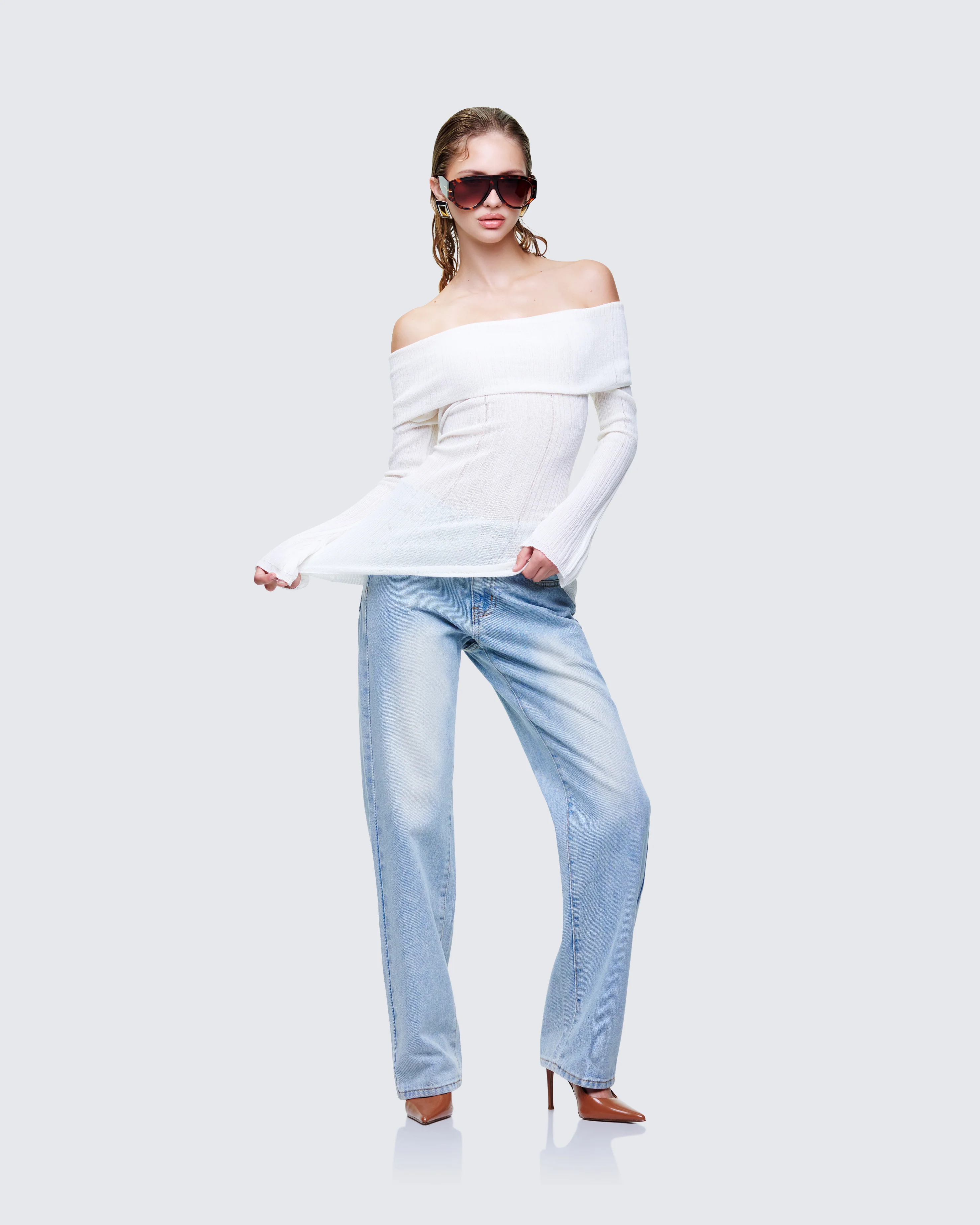 Arlina White Fine Knit Top - Image 5
