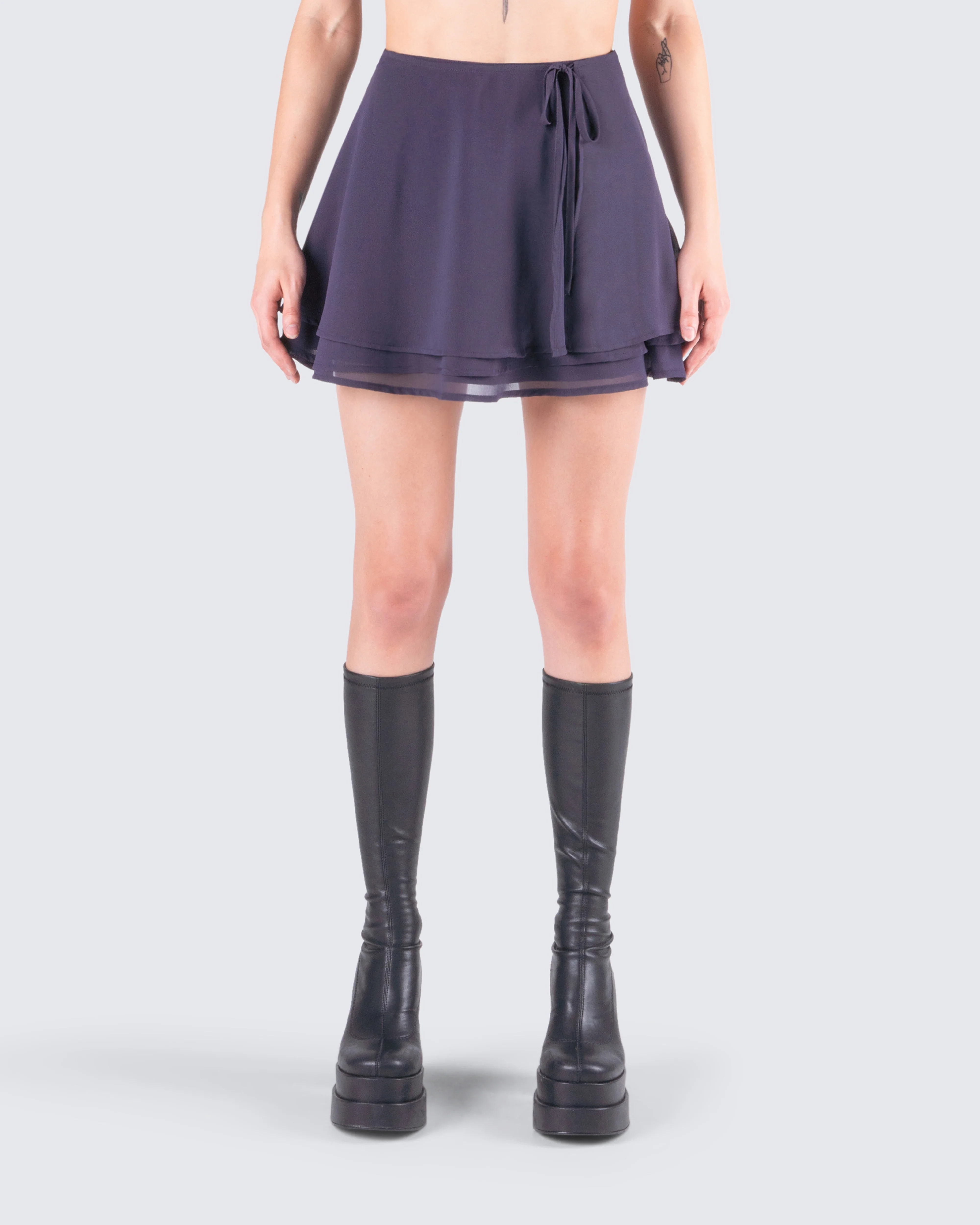 Arpana Charcoal Layered Mini Skirt - Image 4