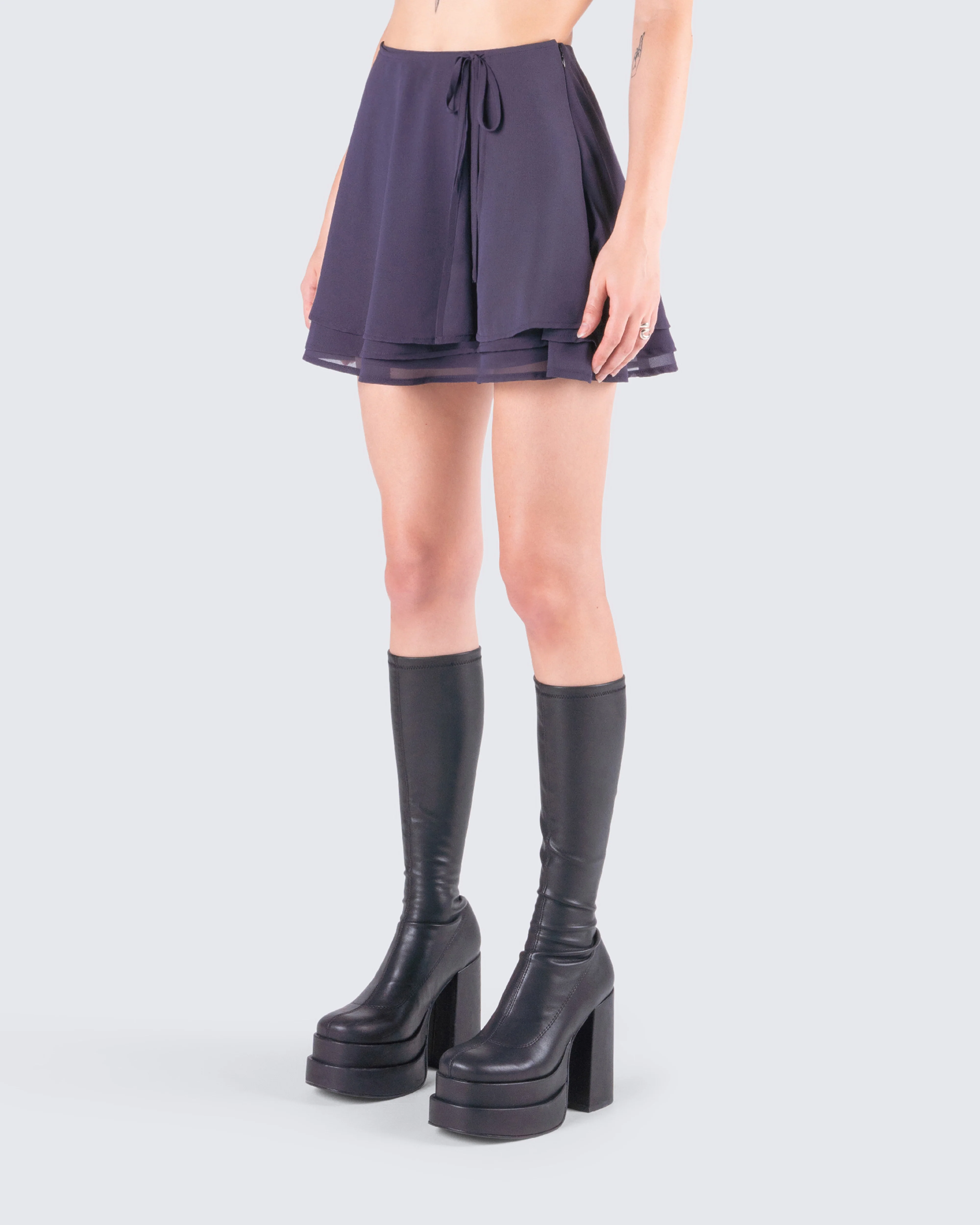 Arpana Charcoal Layered Mini Skirt - Image 5
