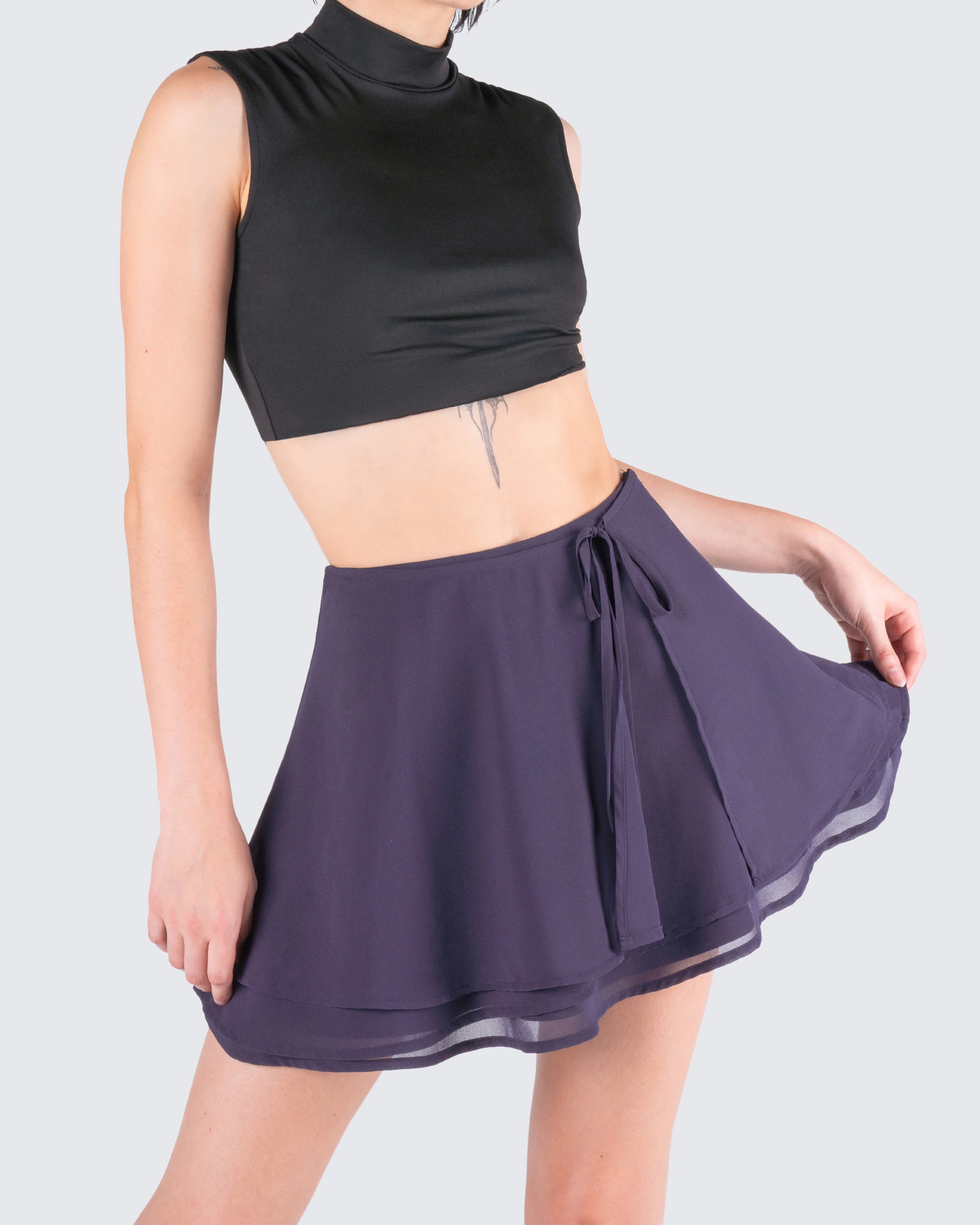 Arpana Charcoal Layered Mini Skirt - Image 8