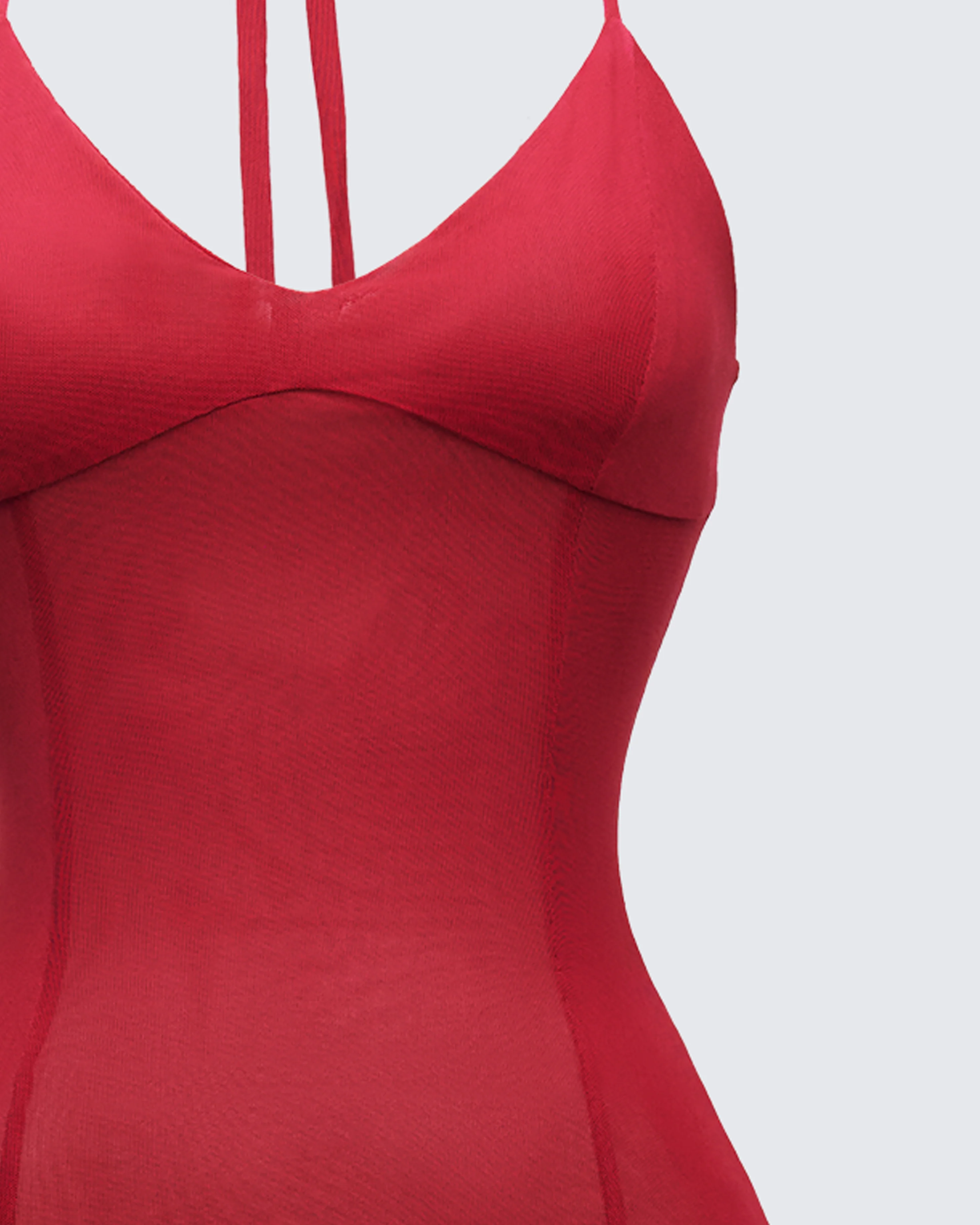 Ash Red Sheer Mesh Maxi Dress - Image 6