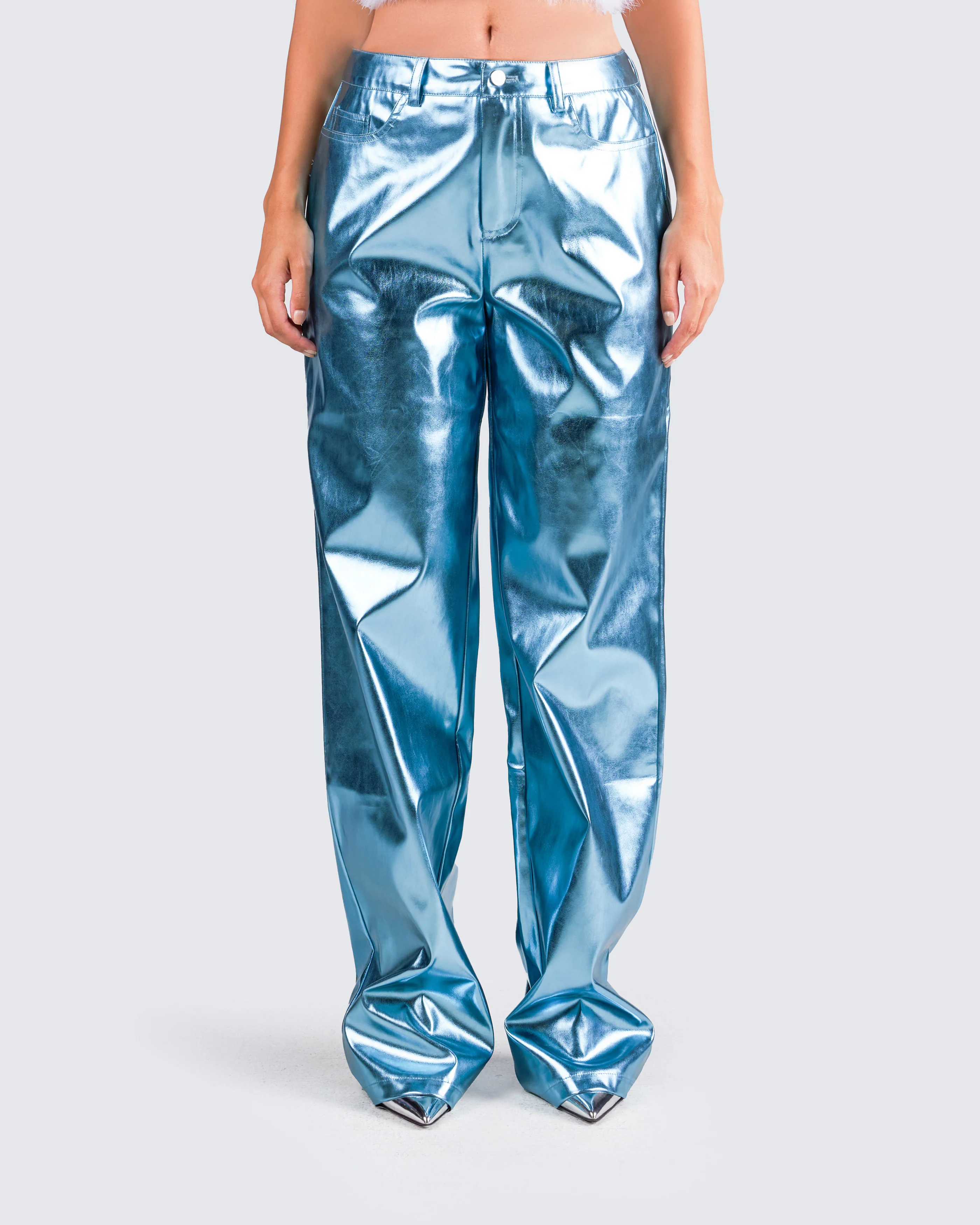 Asta Metallic Blue Trouser Pant - Image 4