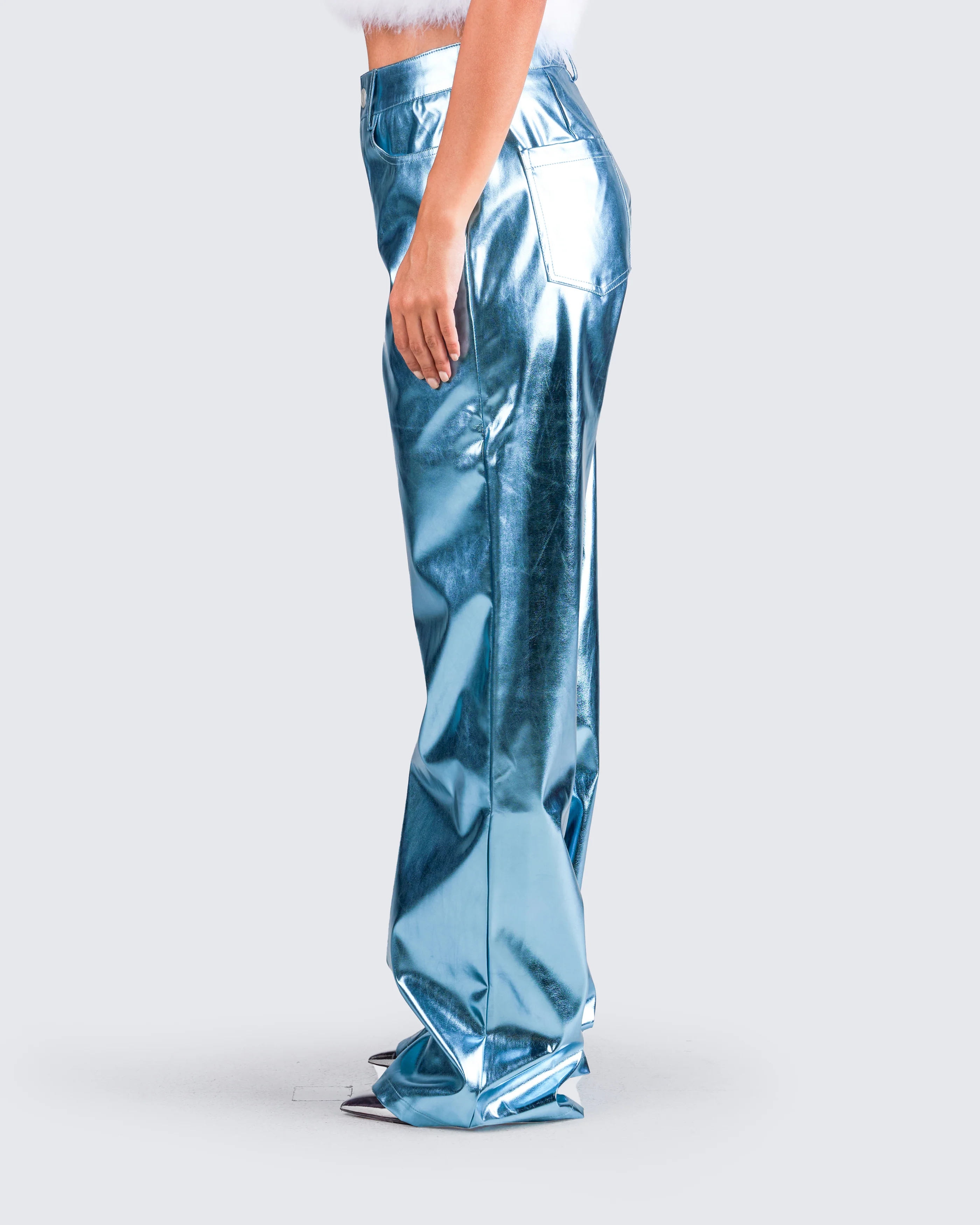 Asta Metallic Blue Trouser Pant - Image 5