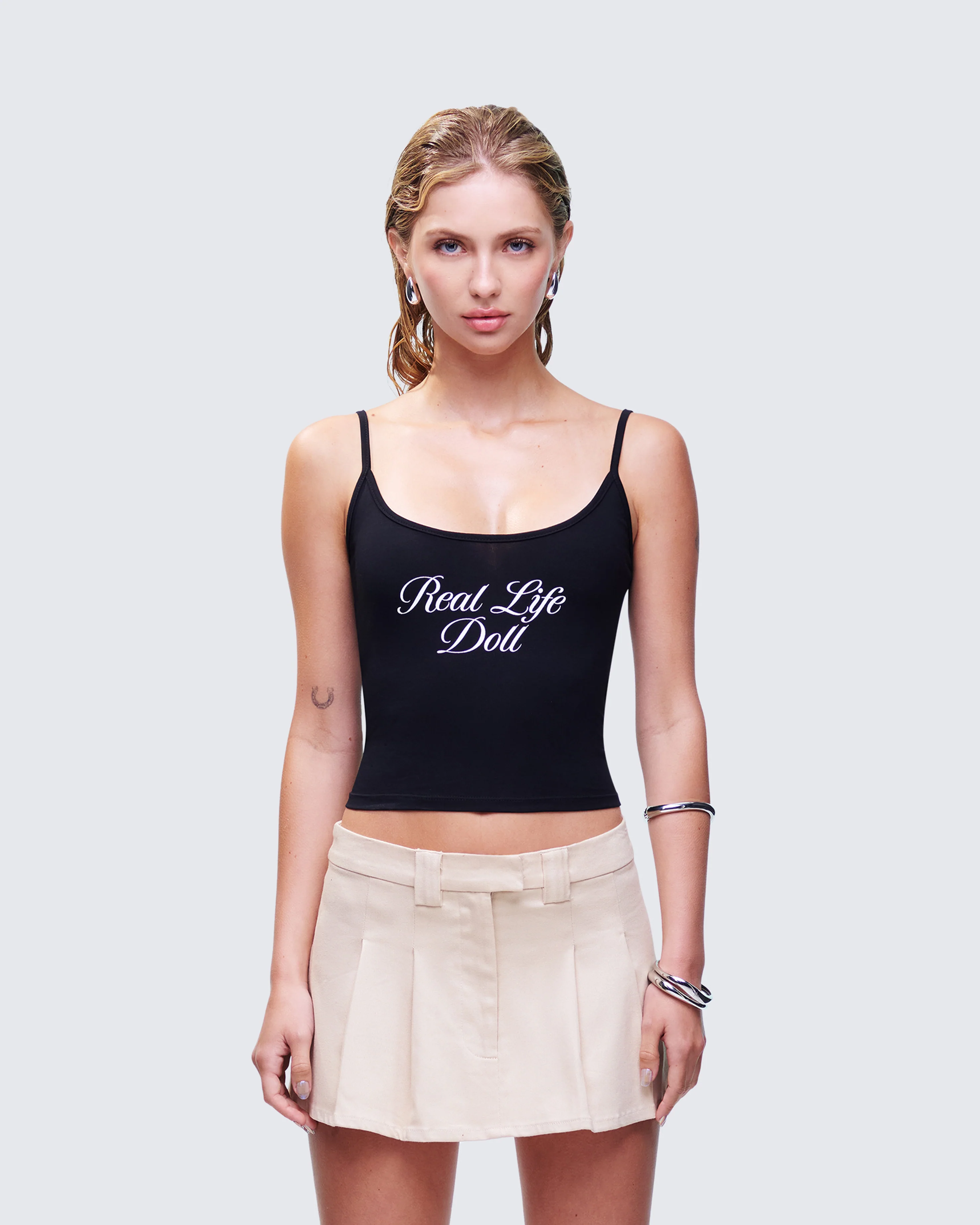 Atara Black Slogan Cami Top - Image 2