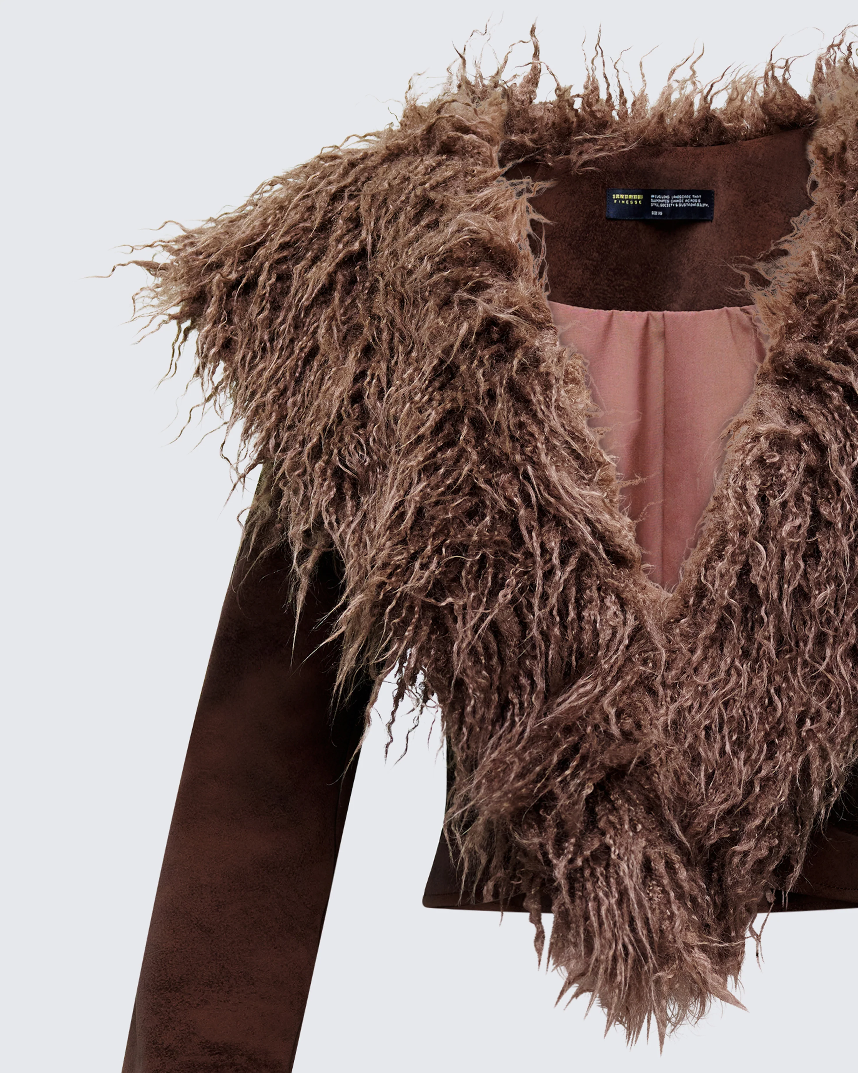 Athena Brown Fur Lapel Jacket - Image 6