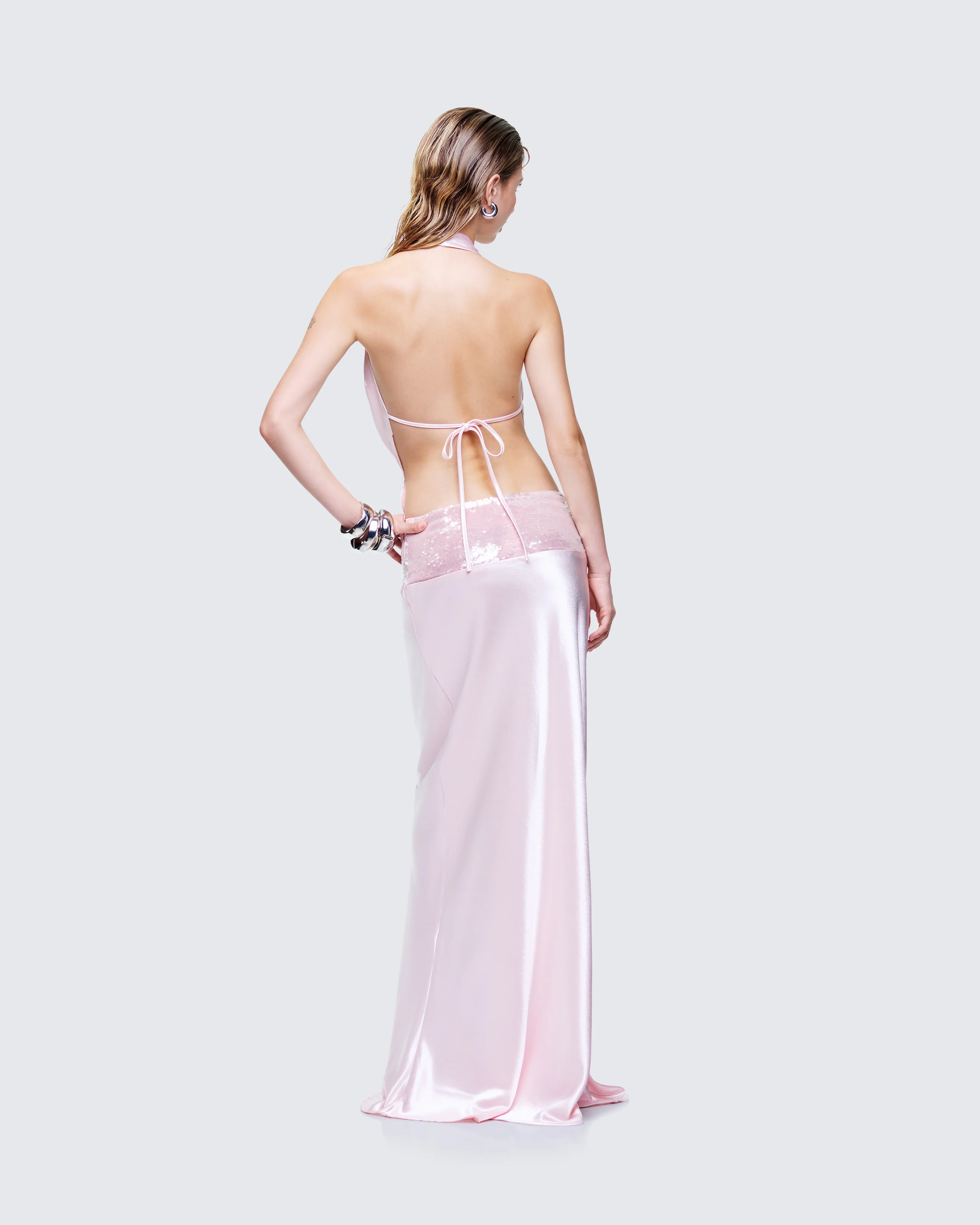 Athena Pink Sequin Open Back Maxi Dress - Image 5