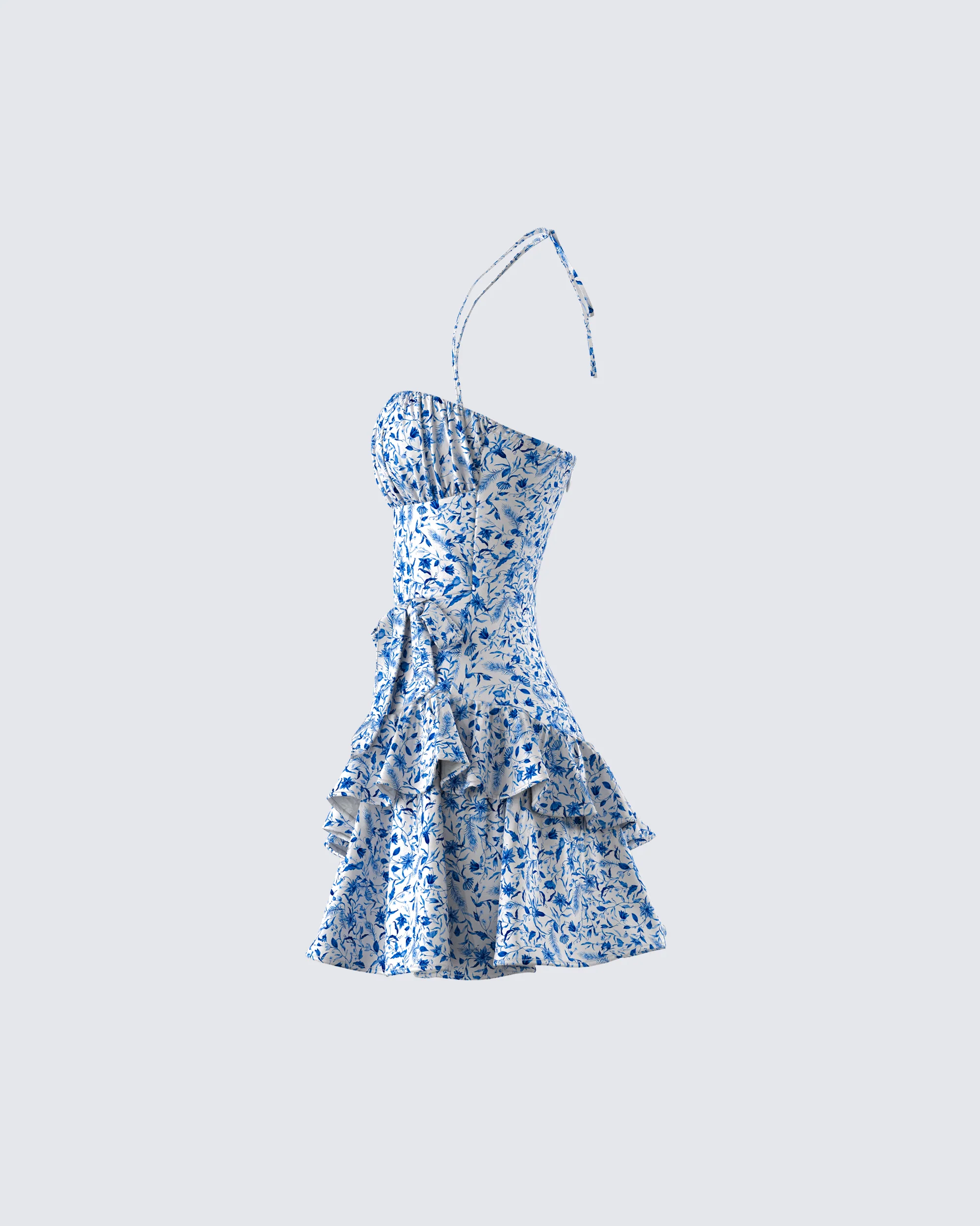 Aubriella Blue Print Mini Dress - Image 2