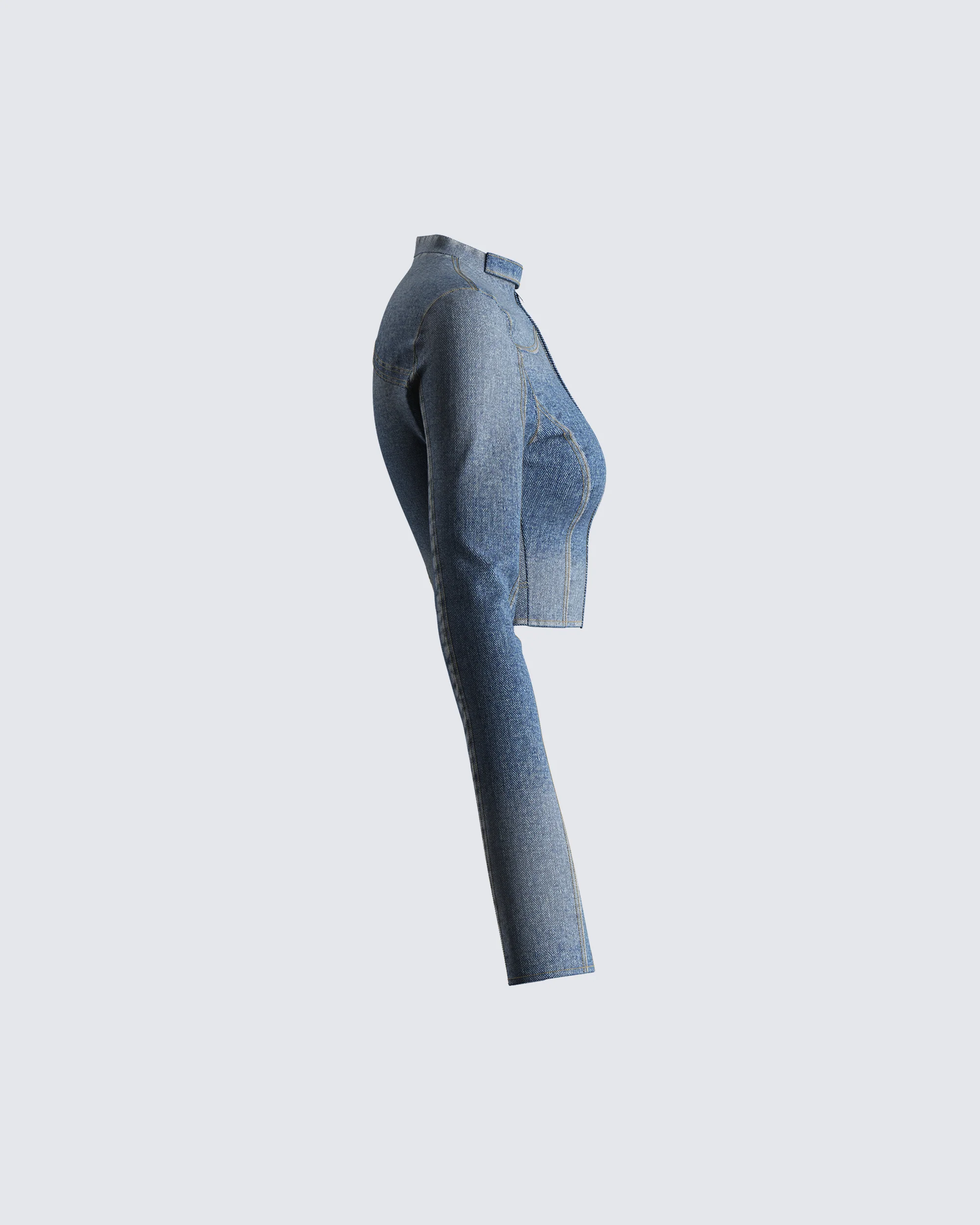 Audrey Blue Cropped Denim Jacket - Image 2