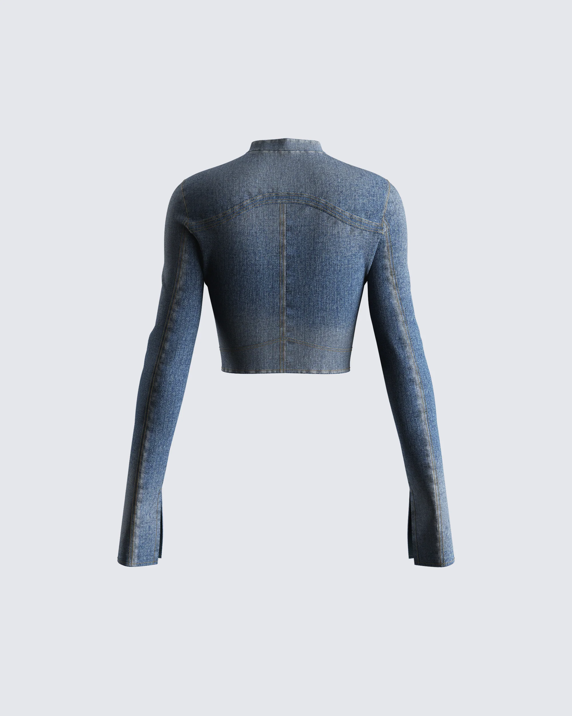 Audrey Blue Cropped Denim Jacket - Image 3