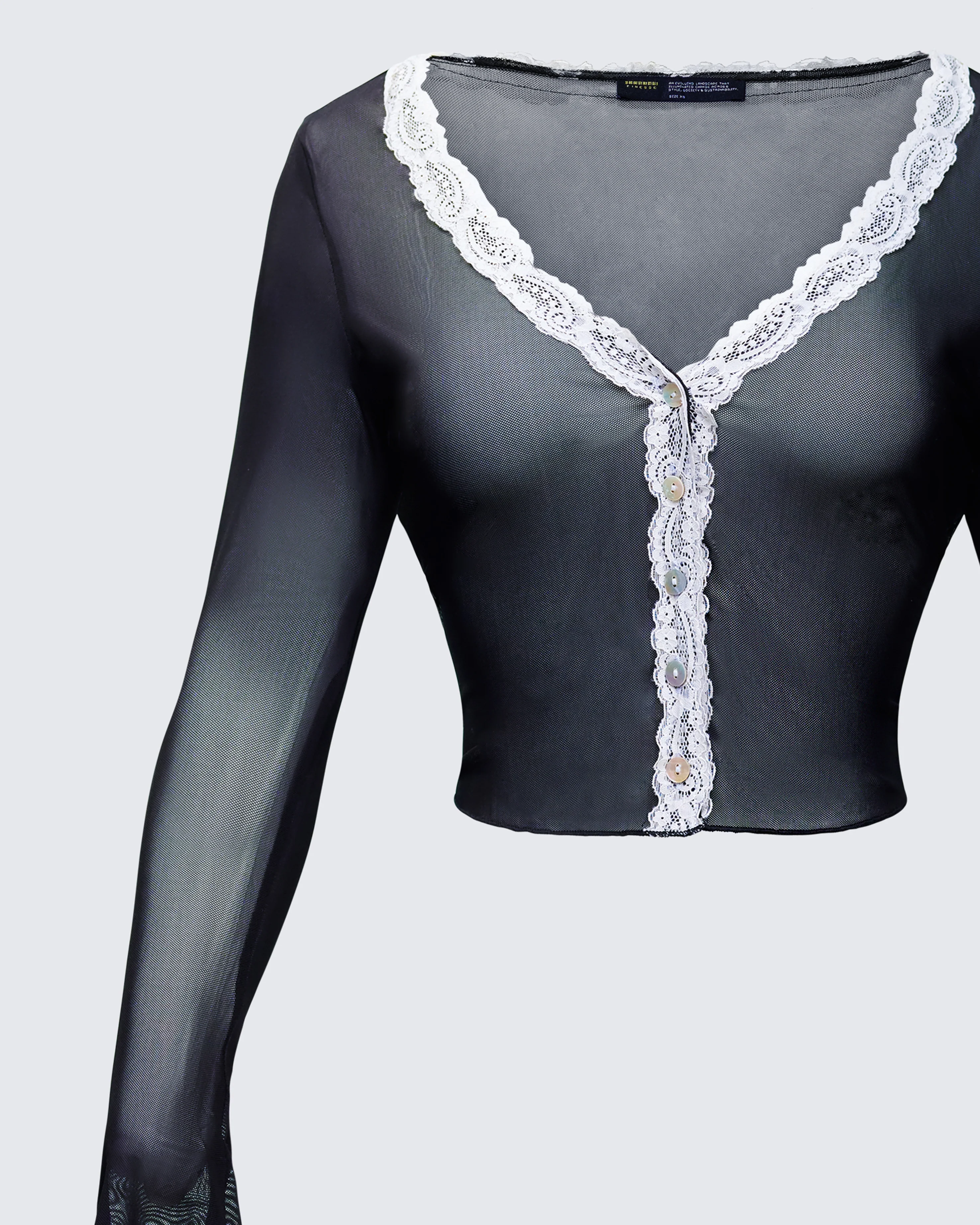 Aurelia Black Long Sleeve Mesh Top - Image 6
