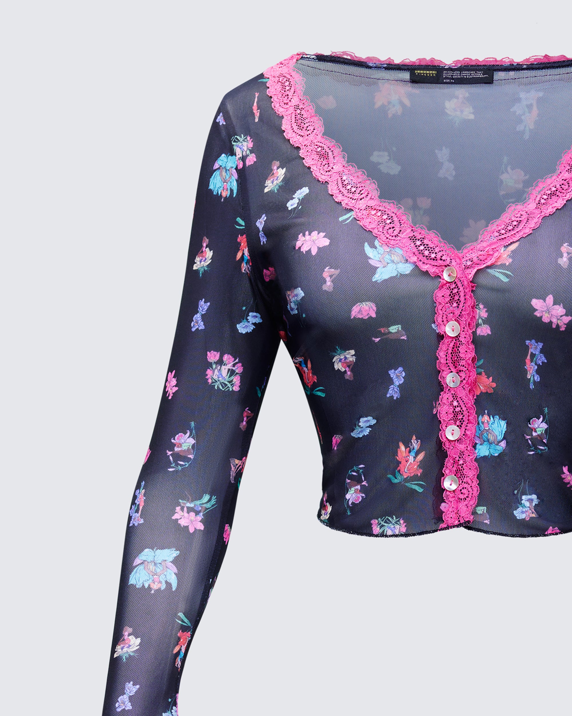 Aurelia Black Printed Mesh Top - Image 6