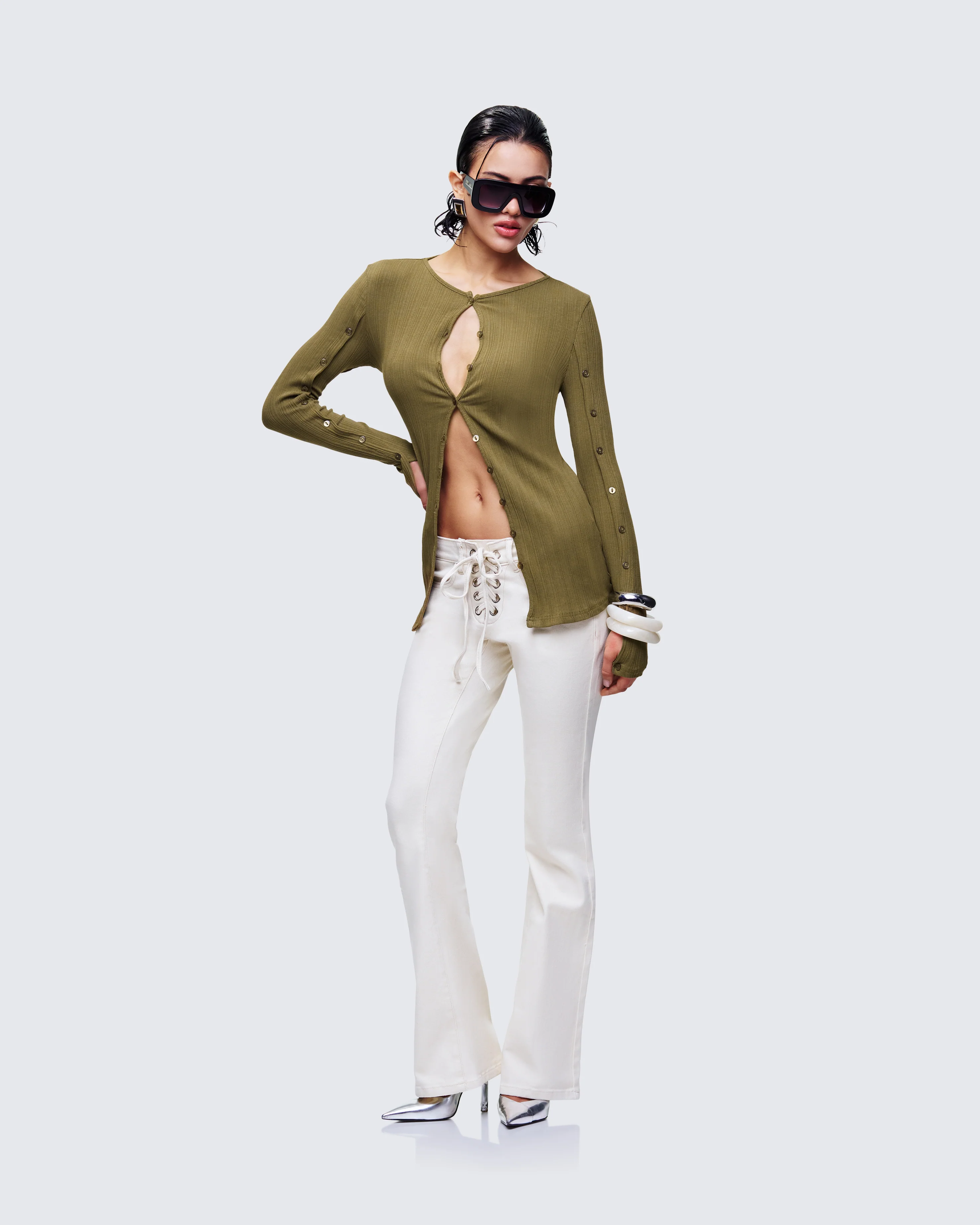 Aven Olive Texture Button Up Shirt - Image 5