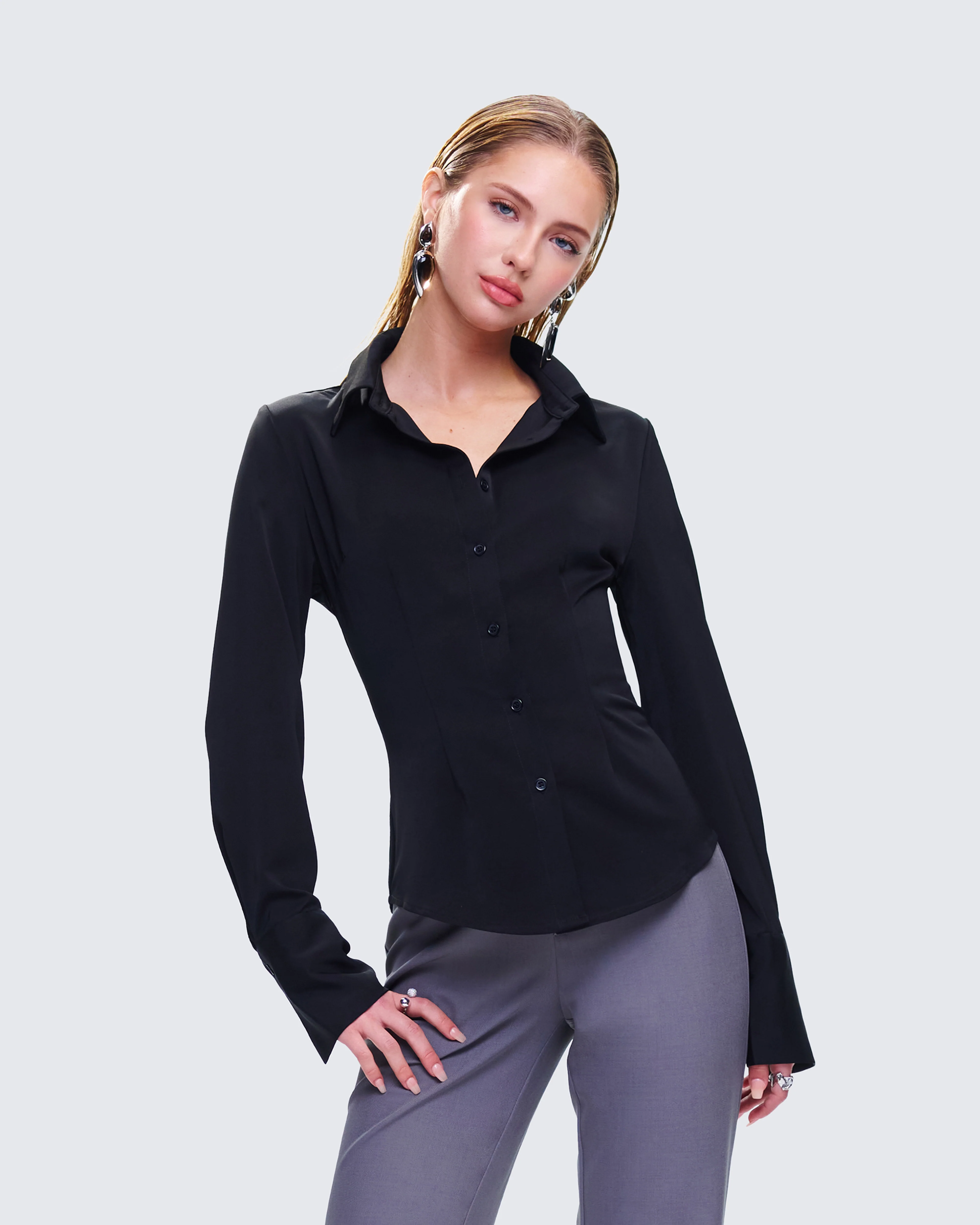 Avyanna Black Fitted Shirt - Image 5