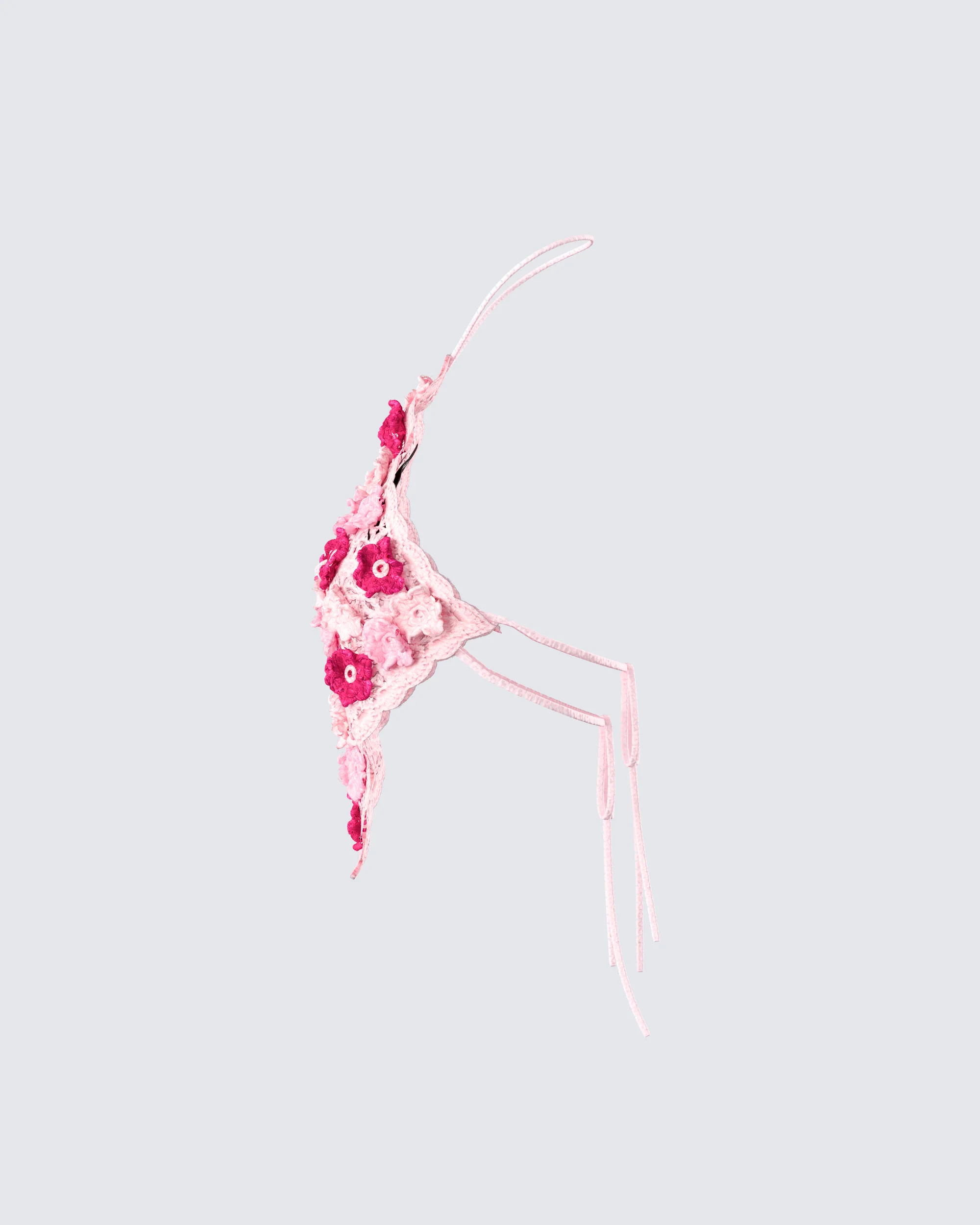 Aya Pink Floral Crochet Halter Top - Image 2