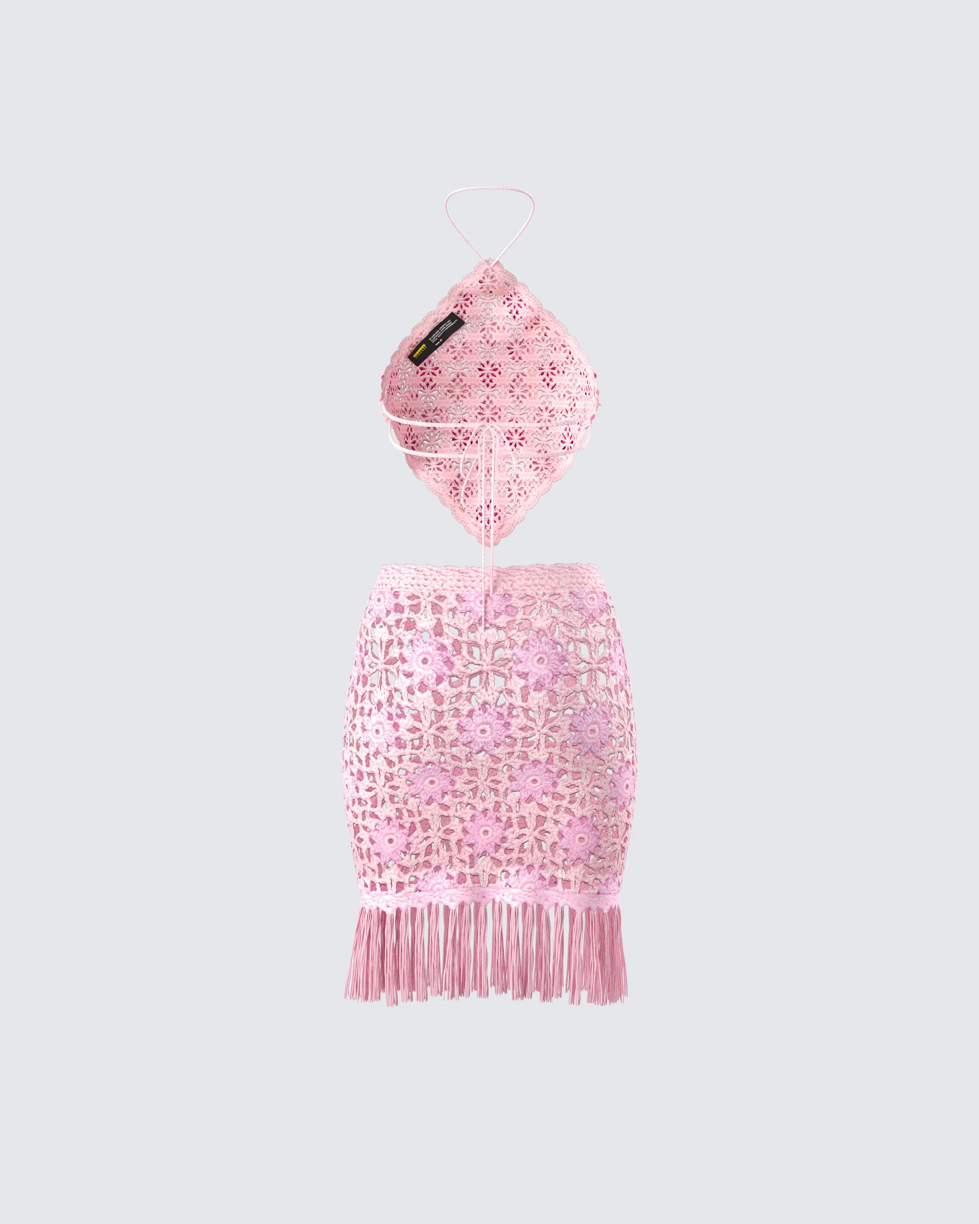 Aya Pink Floral Crochet Set - Image 3