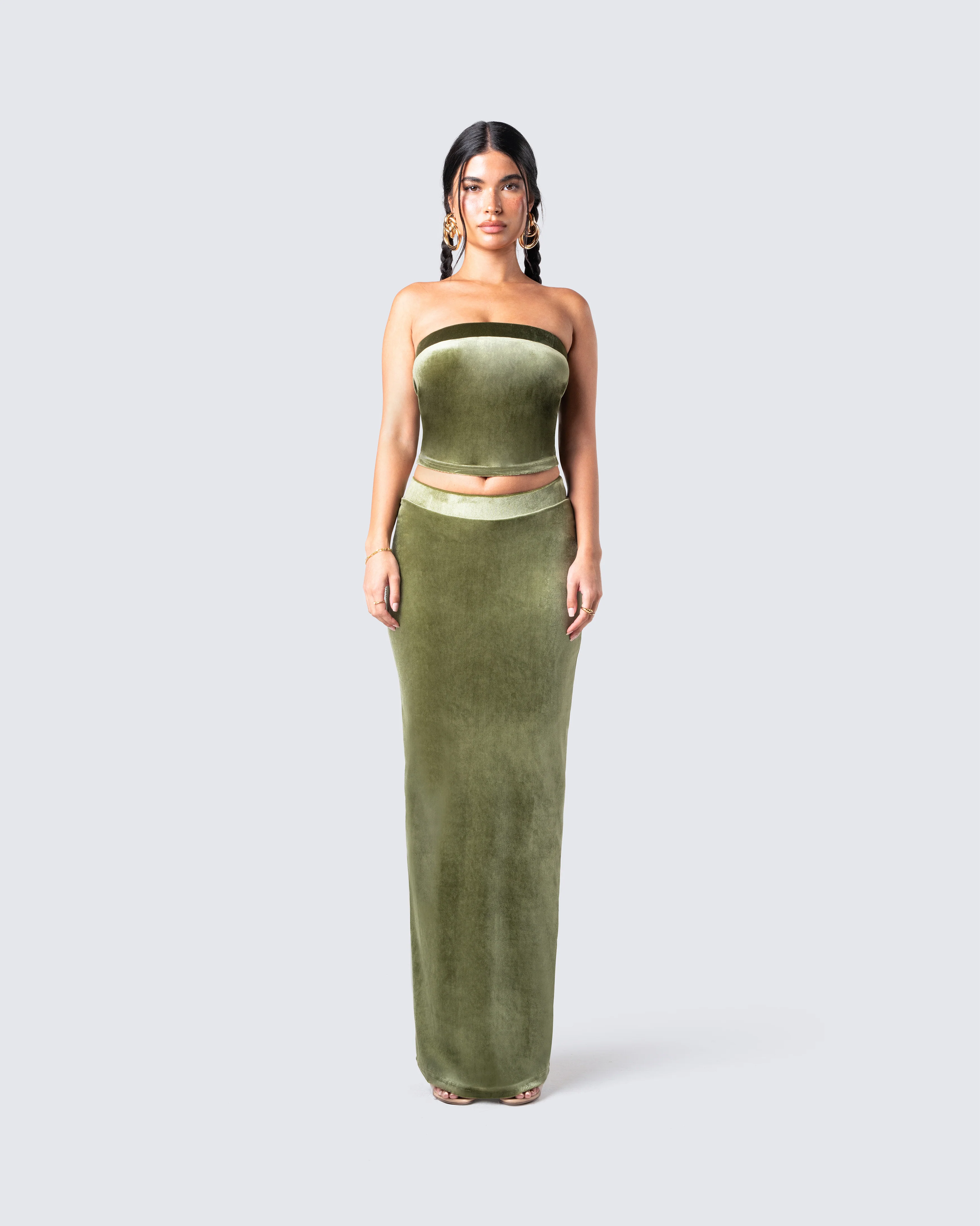 Ayla Olive Green Velvet Set - Image 4