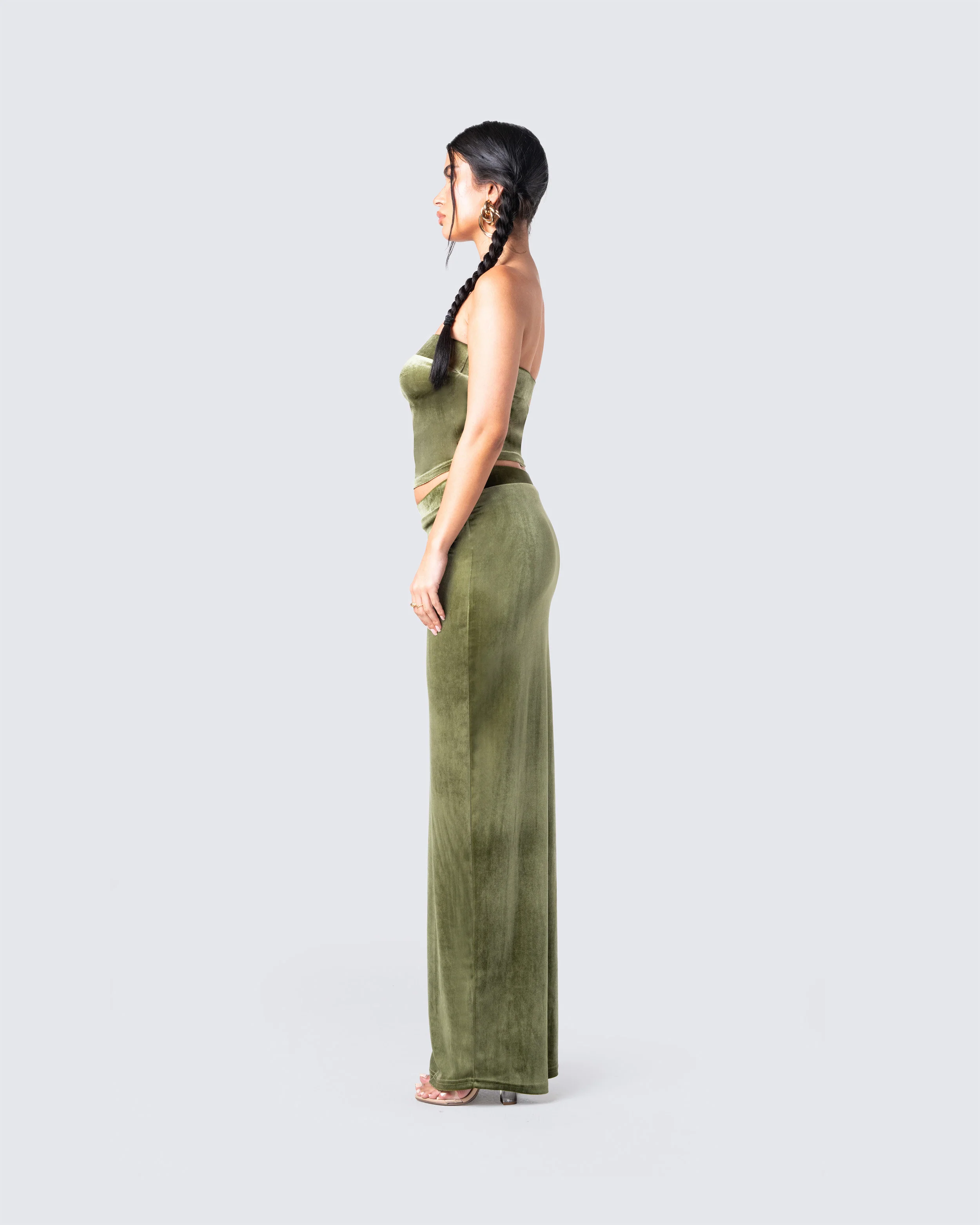 Ayla Olive Green Velvet Set - Image 5
