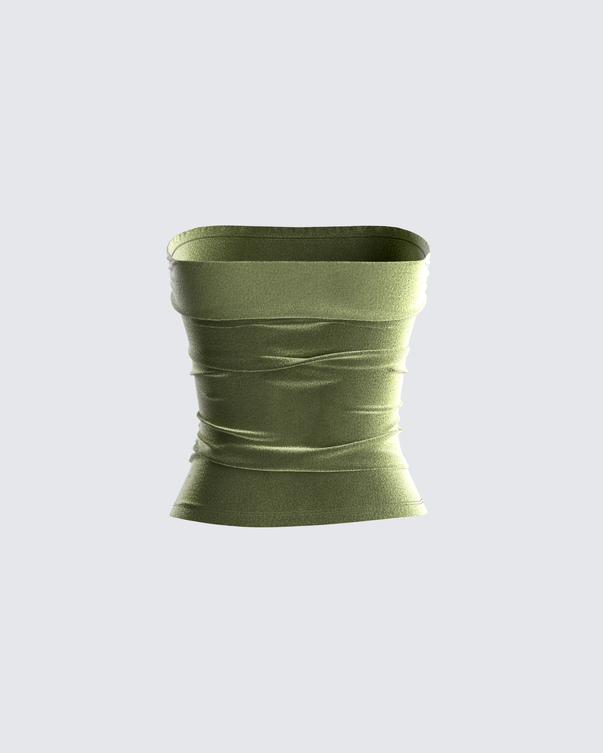 Ayla Olive Green Velvet Tube Top - Image 3
