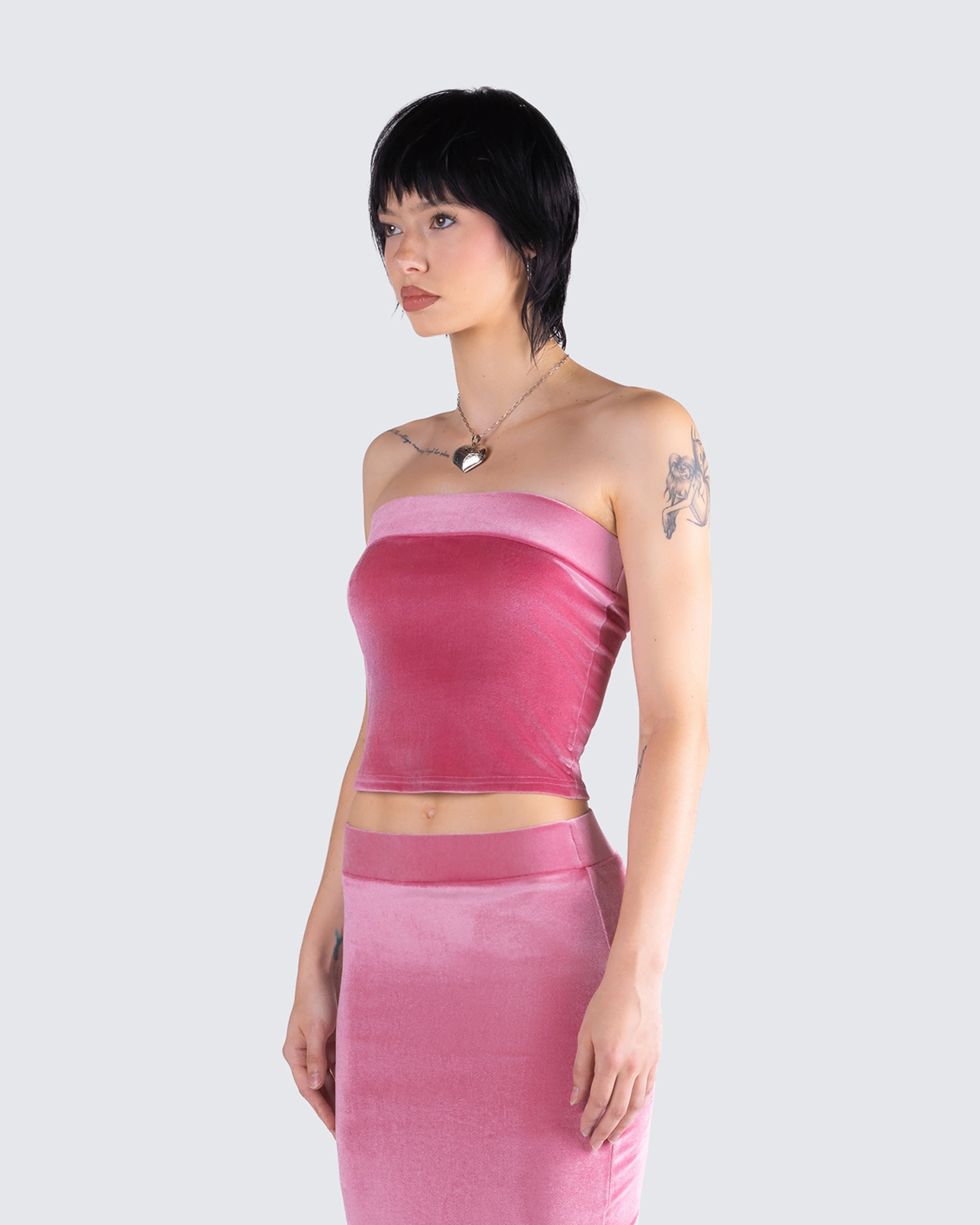 Ayla Pink Velvet Tube Top - Image 5