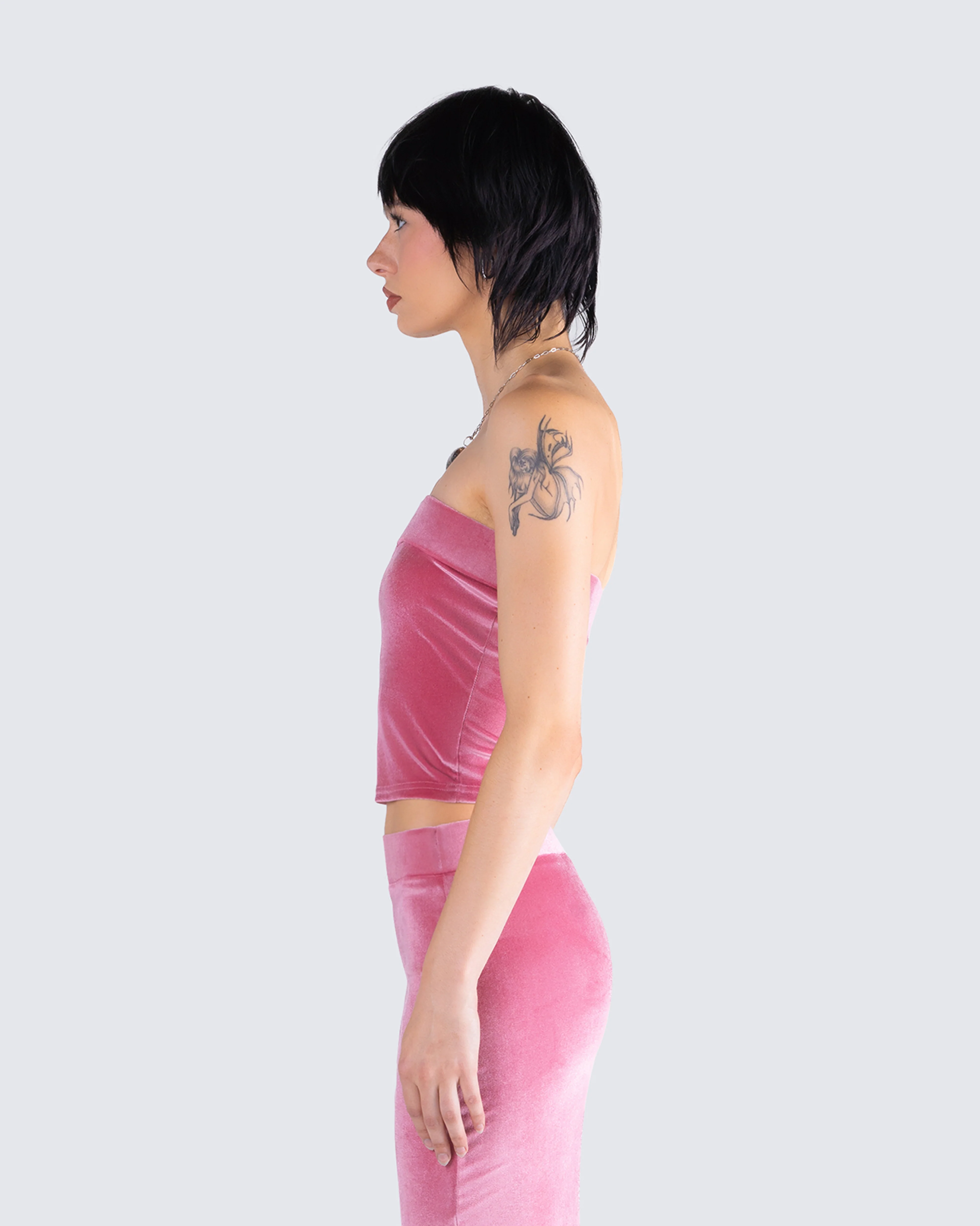 Ayla Pink Velvet Tube Top - Image 6